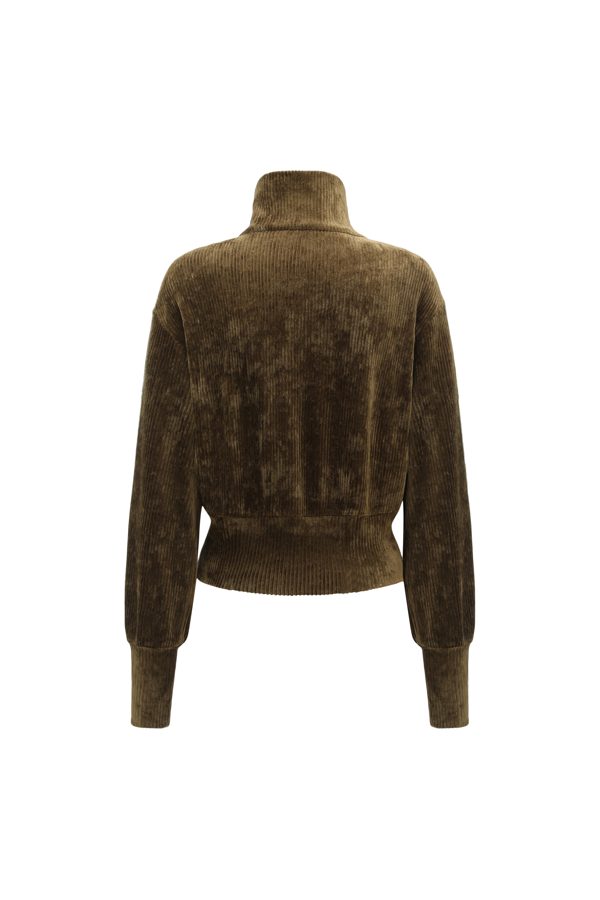 High-Neck Two-Way Zip Corduroy Track Jacket