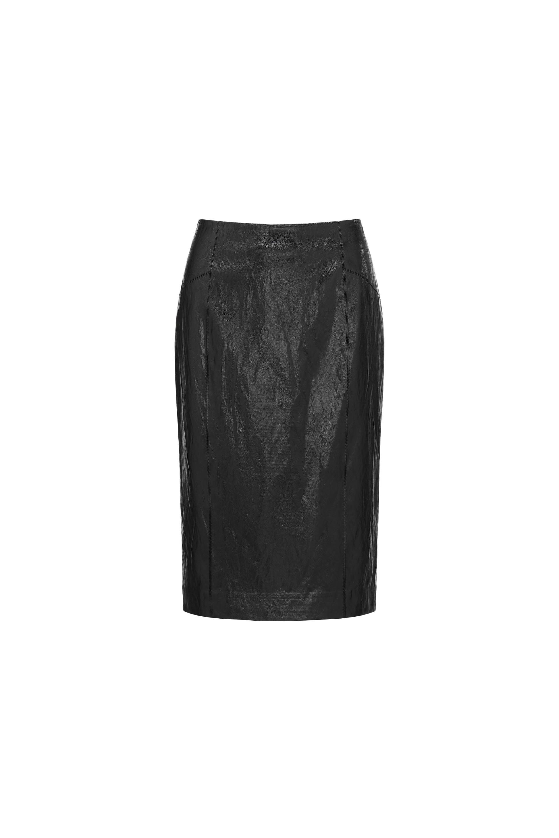Knee-Length Pencil Skirt (Faux Leather)