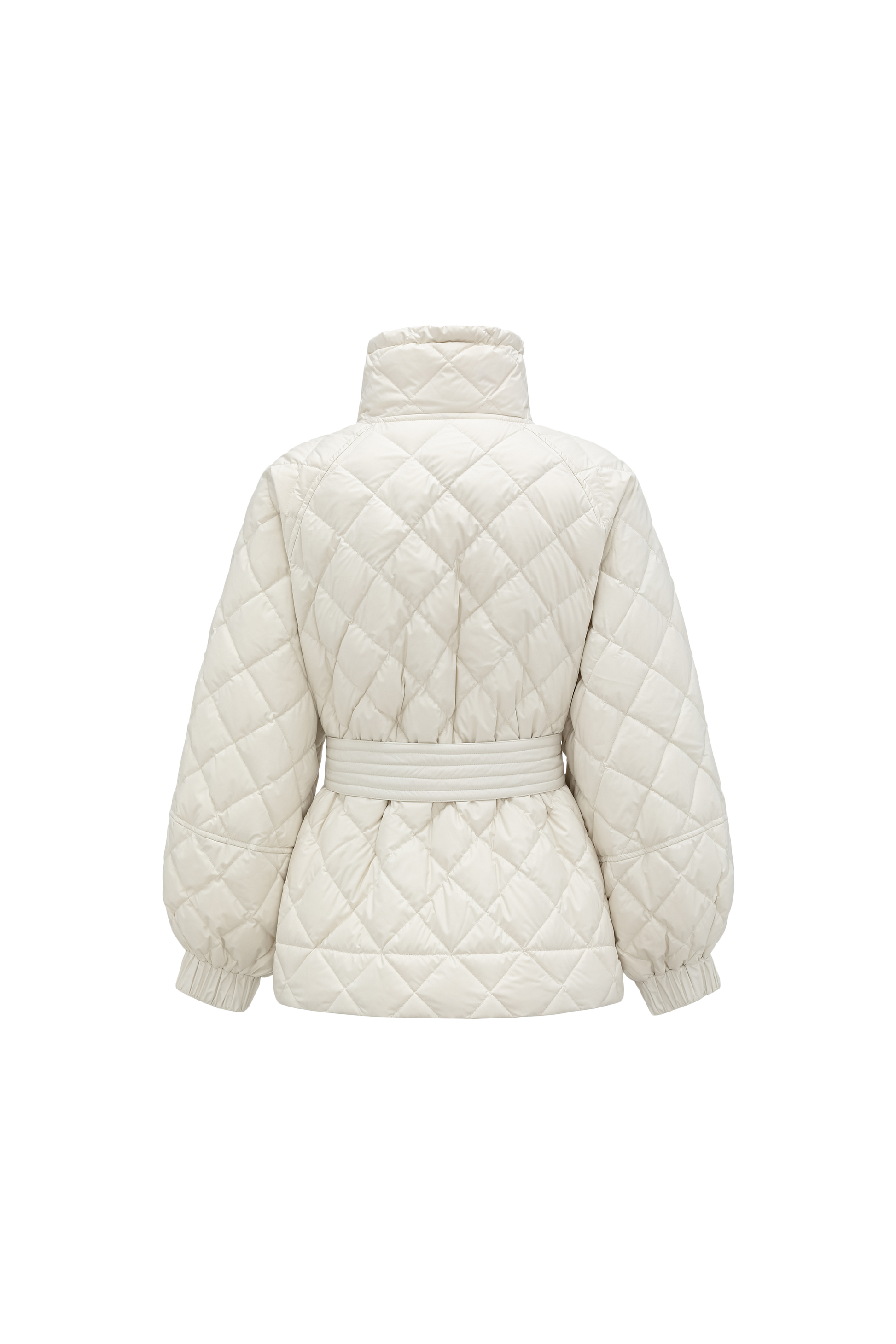 Diamond-Quilted Stand-Collar Down Jacket