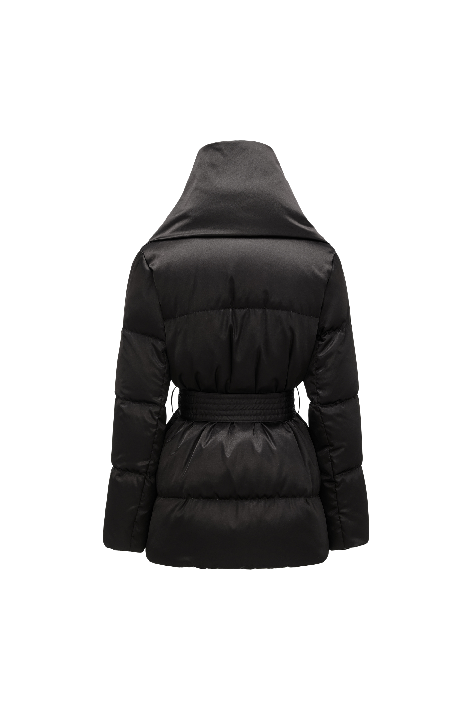 Short-Shell Silhouette White Goose Down Coat with Detachable Magnetic Collar