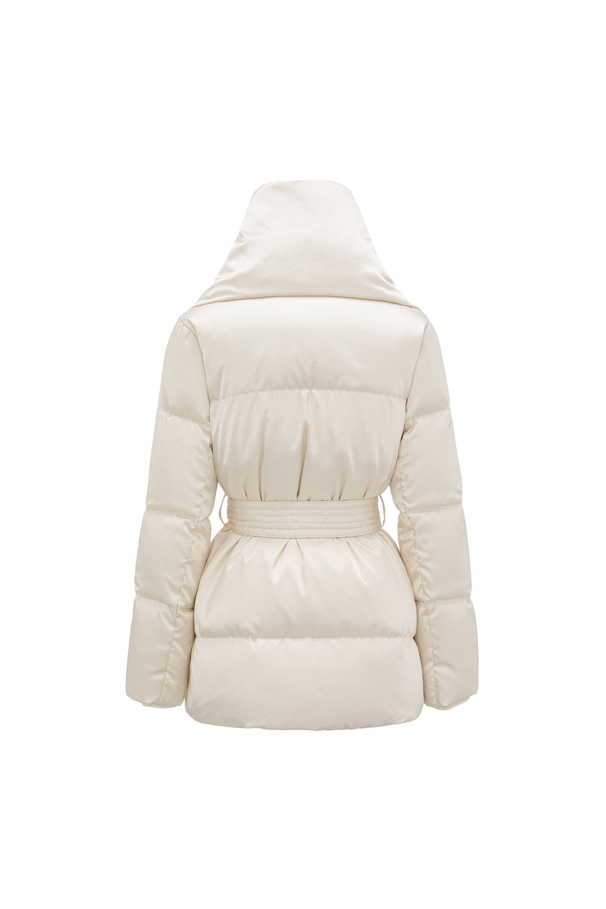 Short-Shell Silhouette White Goose Down Coat with Detachable Magnetic Collar