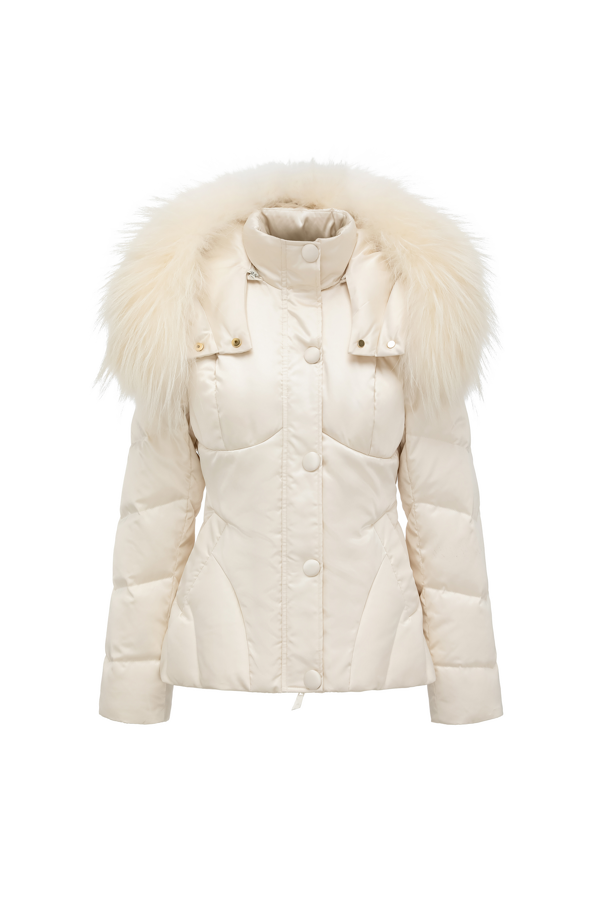 Fox Fur Hooded Fitted Down Jacket