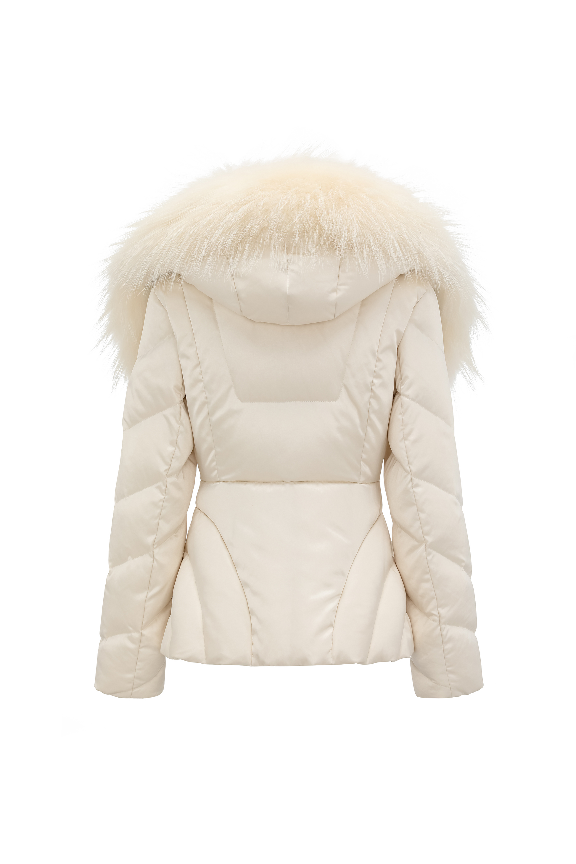 Fox Fur Hooded Fitted Down Jacket