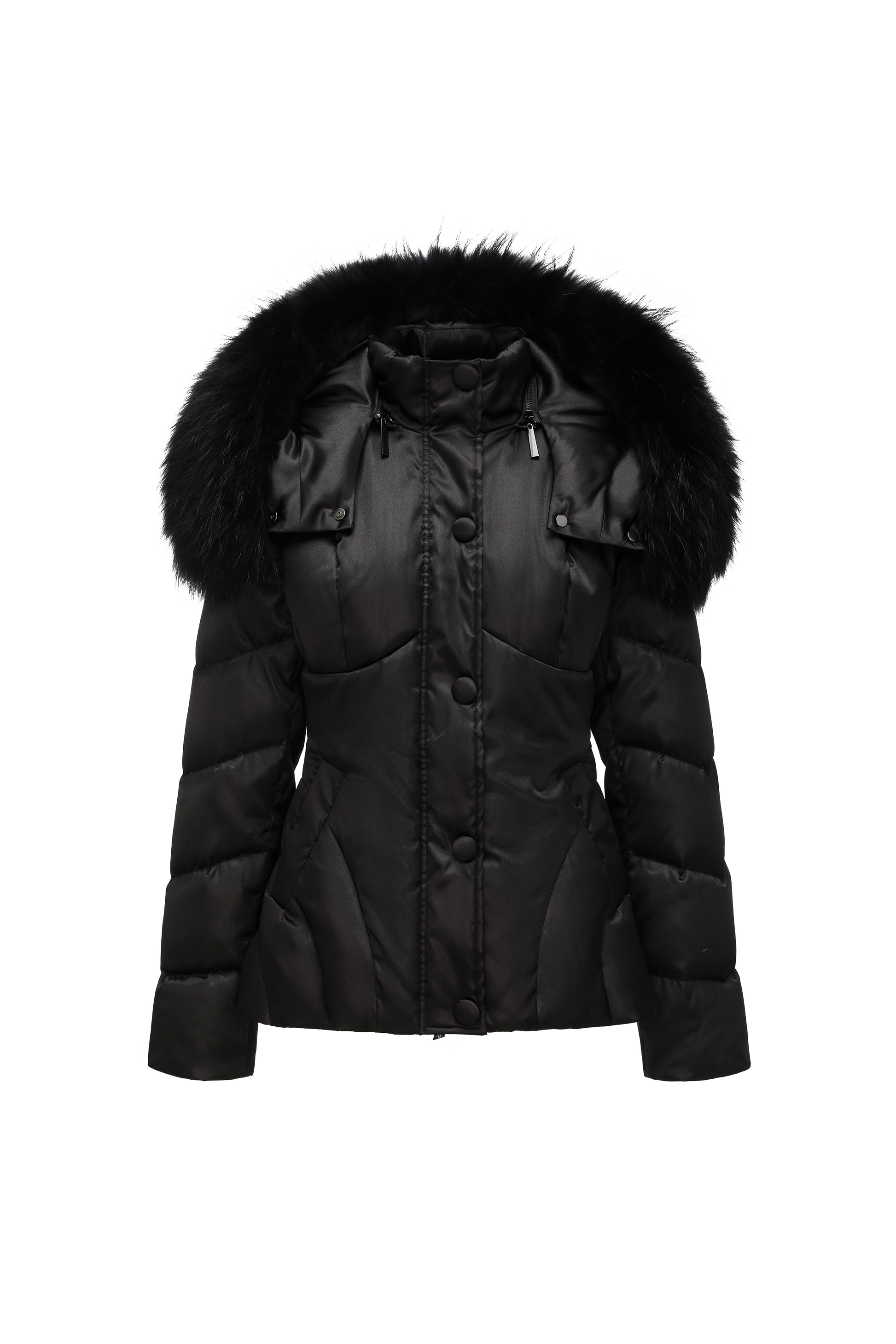 Fox Fur Hooded Fitted Down Jacket