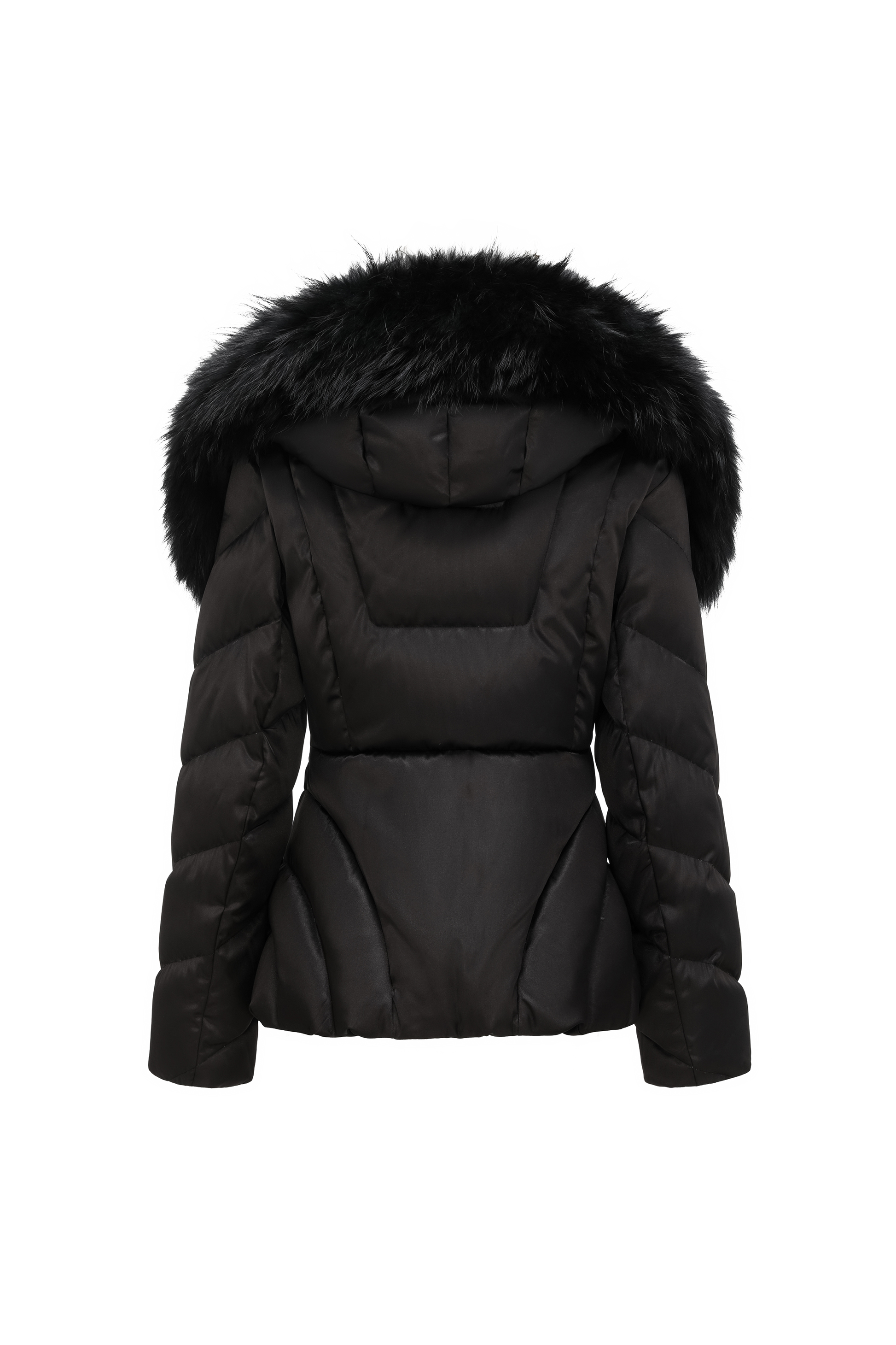 Fox Fur Hooded Fitted Down Jacket