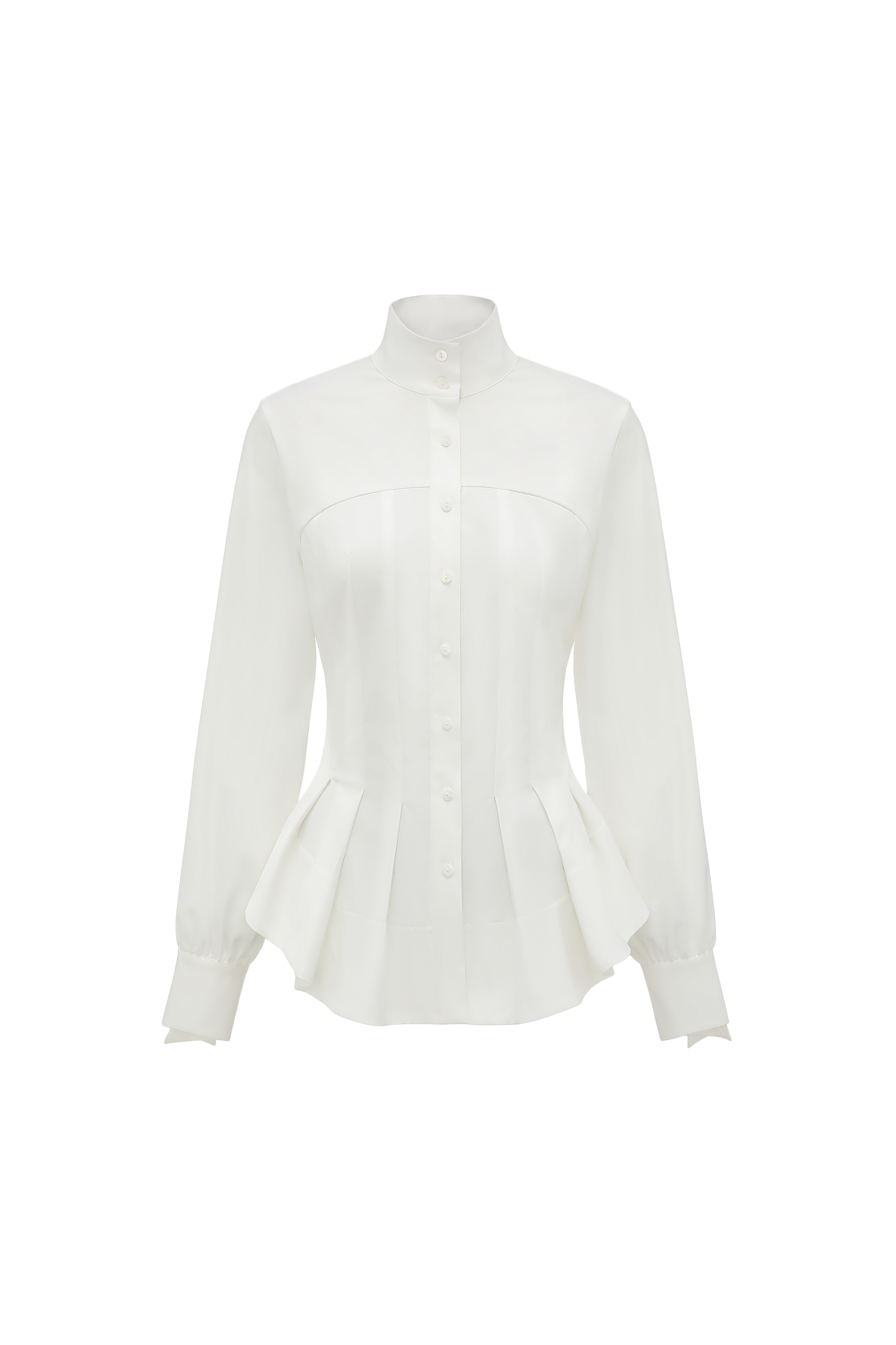 Stand Collar Peplum Hem Blouse