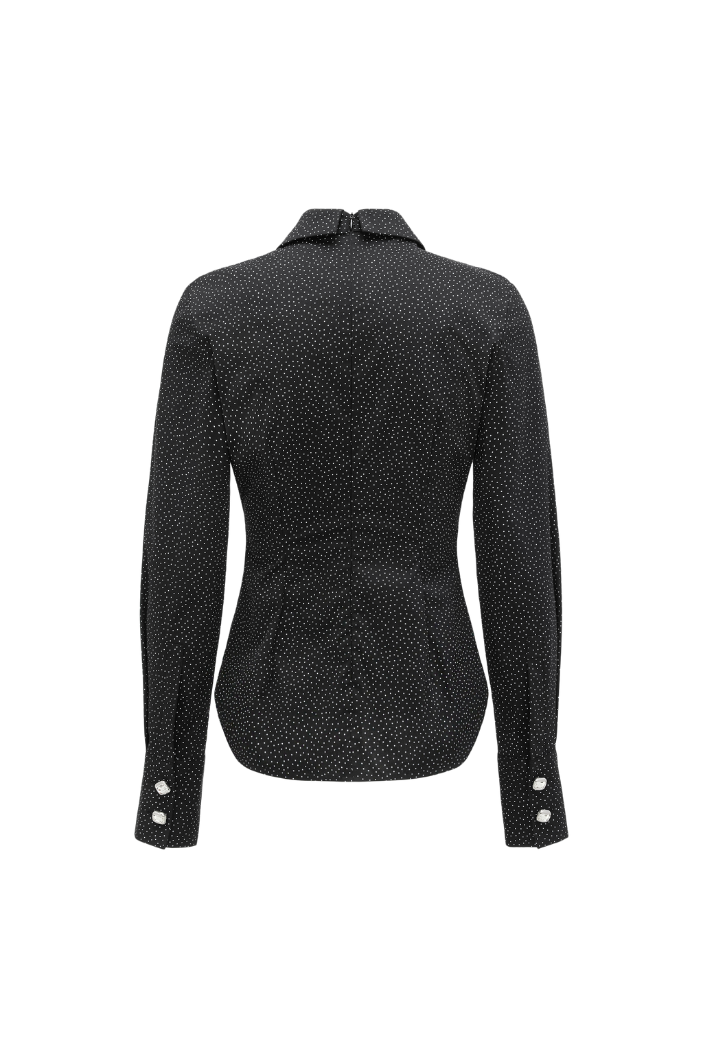 Bow-Tie Collar Blouse with Micro Polka Dots