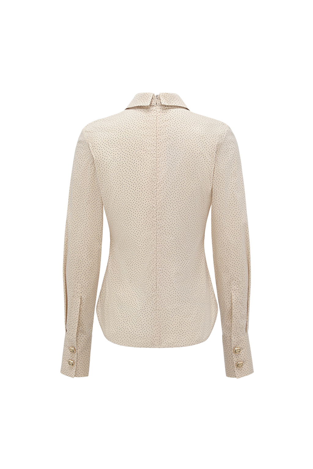 Bow-Tie Collar Blouse with Micro Polka Dots