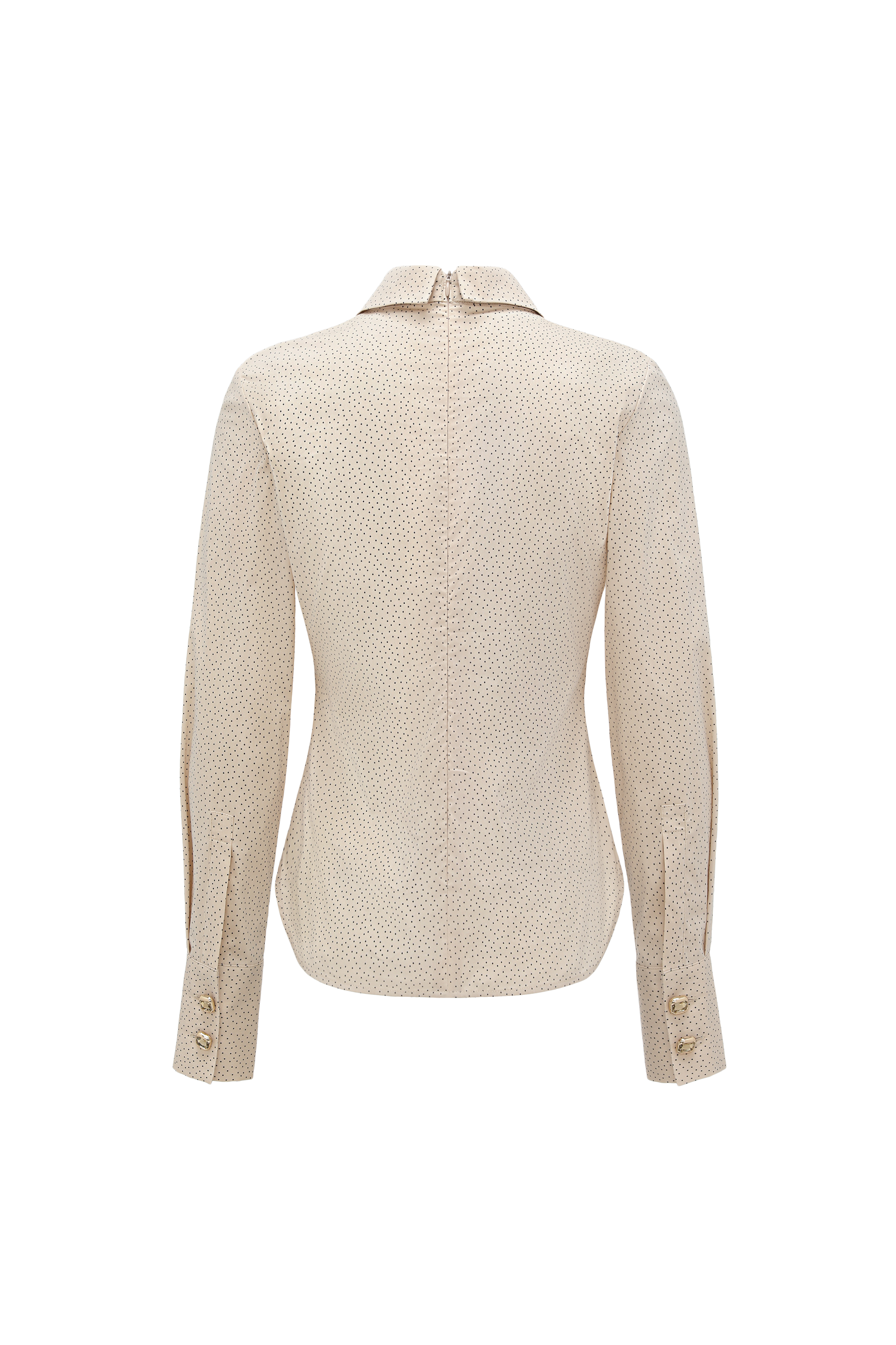 Bow-Tie Collar Blouse with Micro Polka Dots