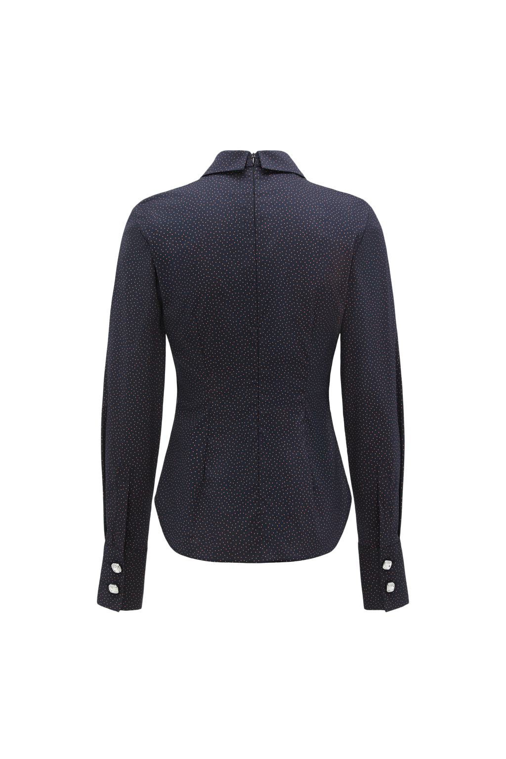 Bow-Tie Collar Blouse with Micro Polka Dots