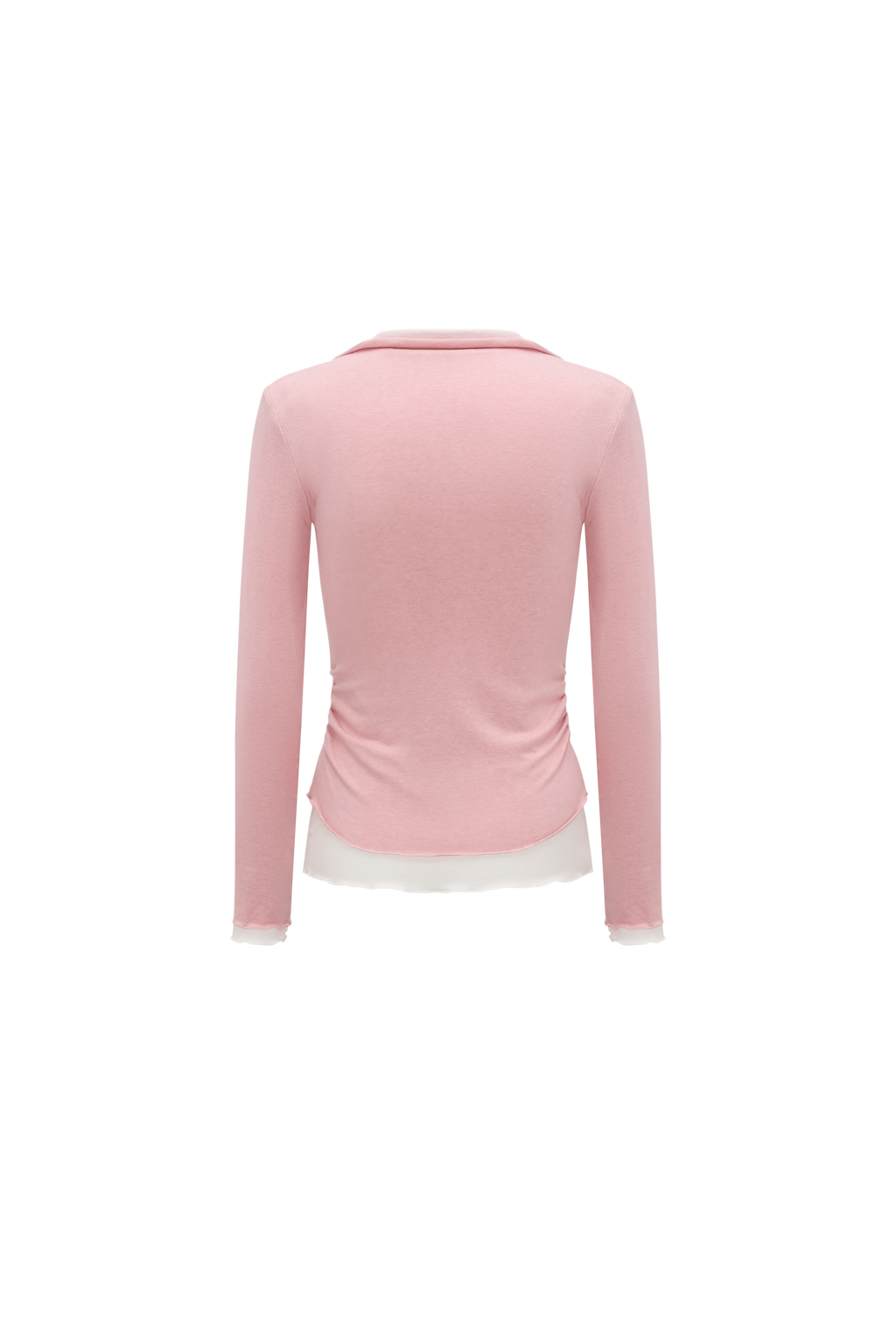 Color-Blocked Layered V-Neck Top (Fake Two-Piece)