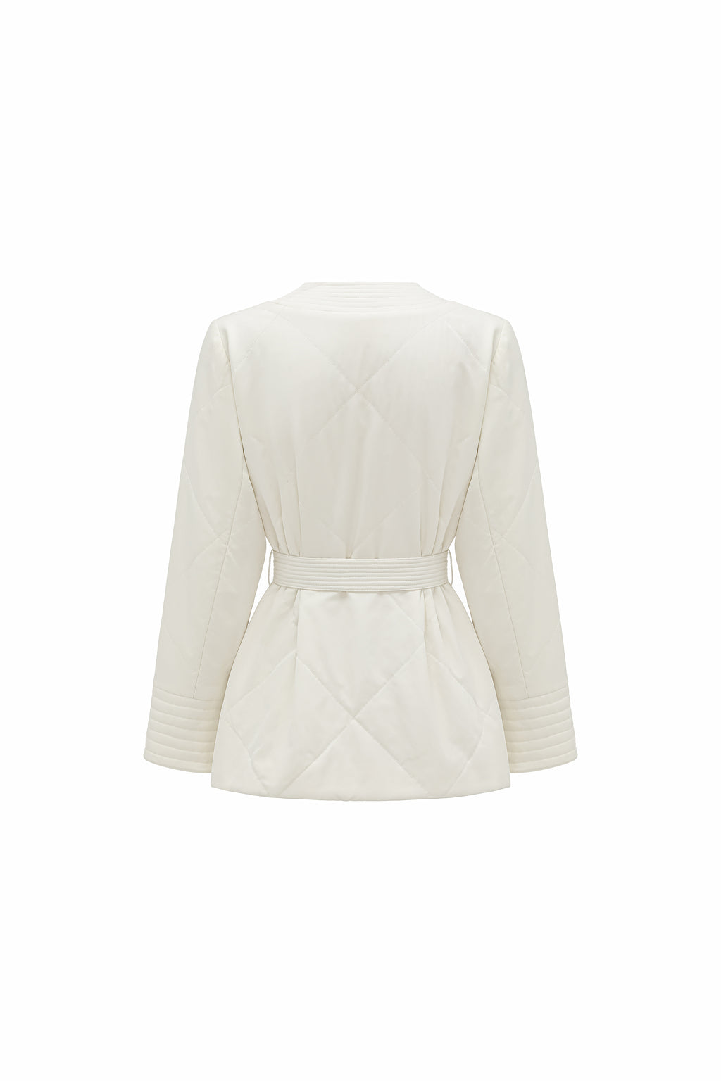 Quilted Wool Fill Collarless Coat