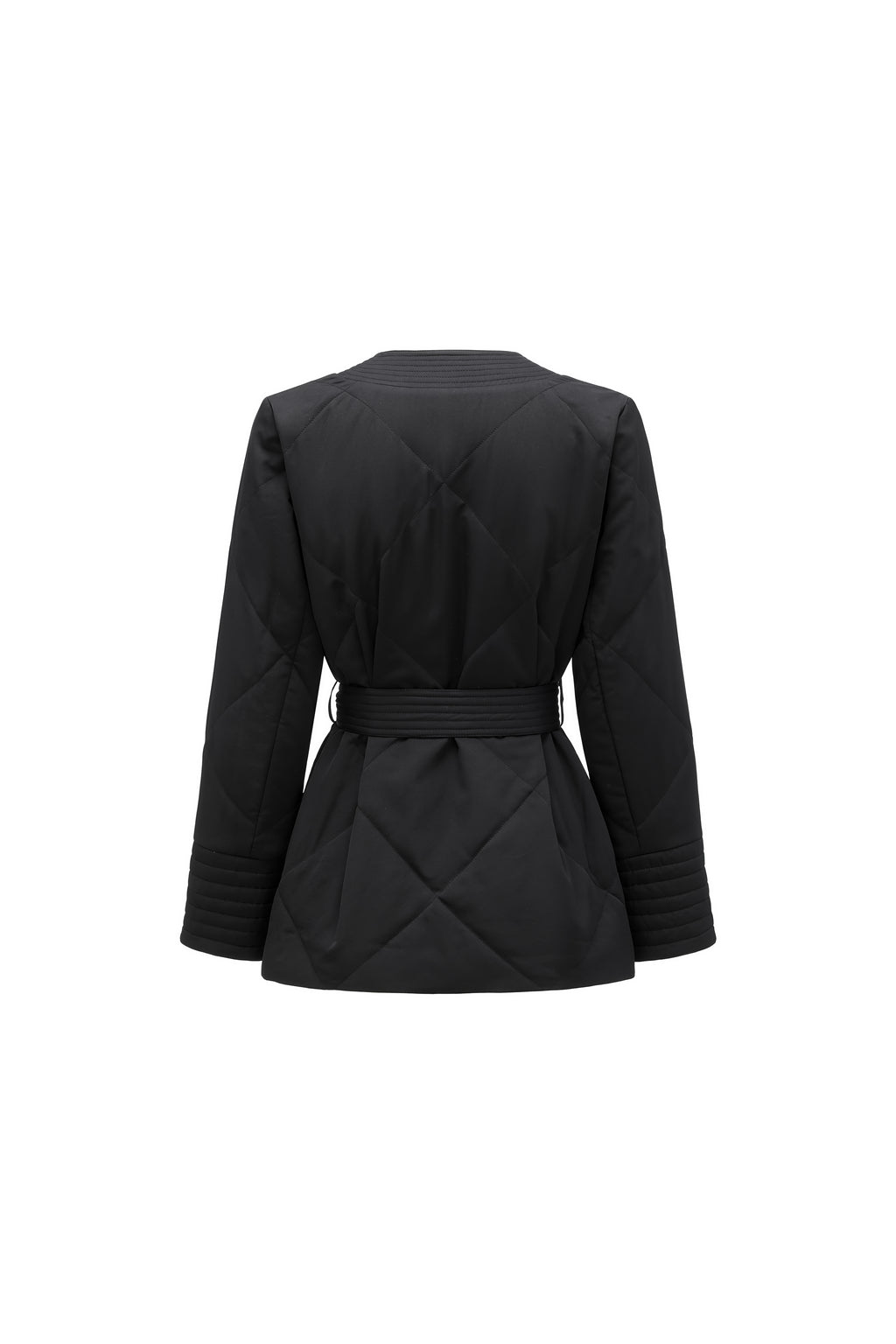 Quilted Wool Fill Collarless Coat