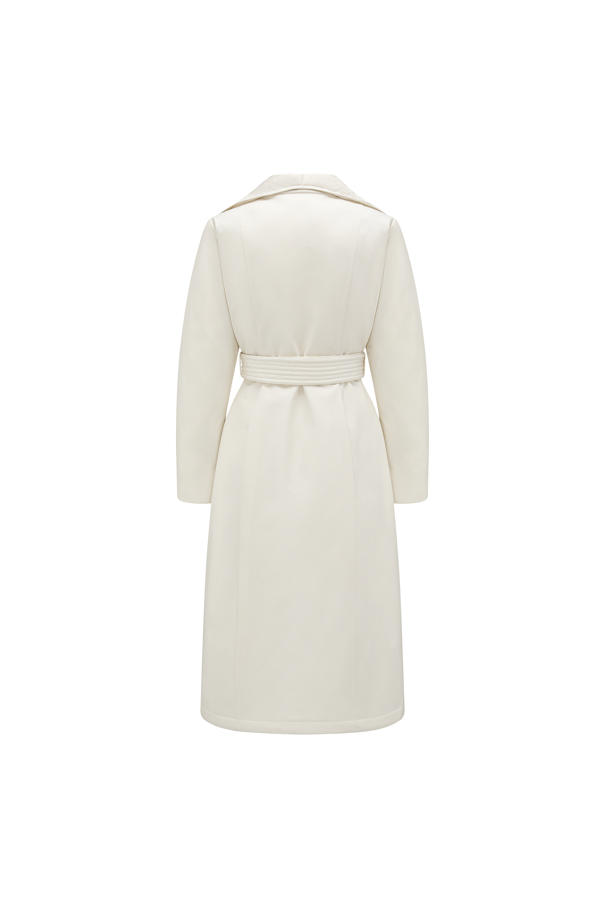 Minimalist Silhouette Long Line Down Coat with Sculpted Lapel and Defined Waist