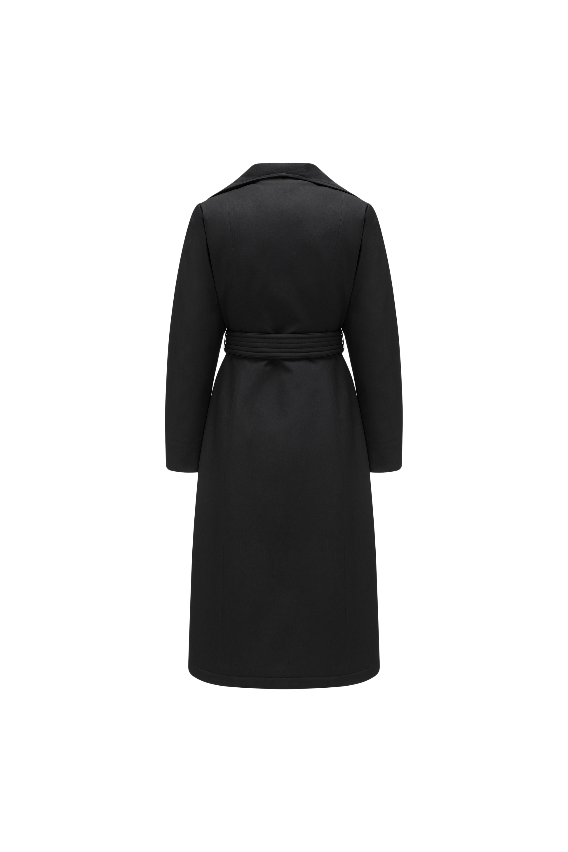 Minimalist Silhouette Long Line Down Coat with Sculpted Lapel and Defined Waist
