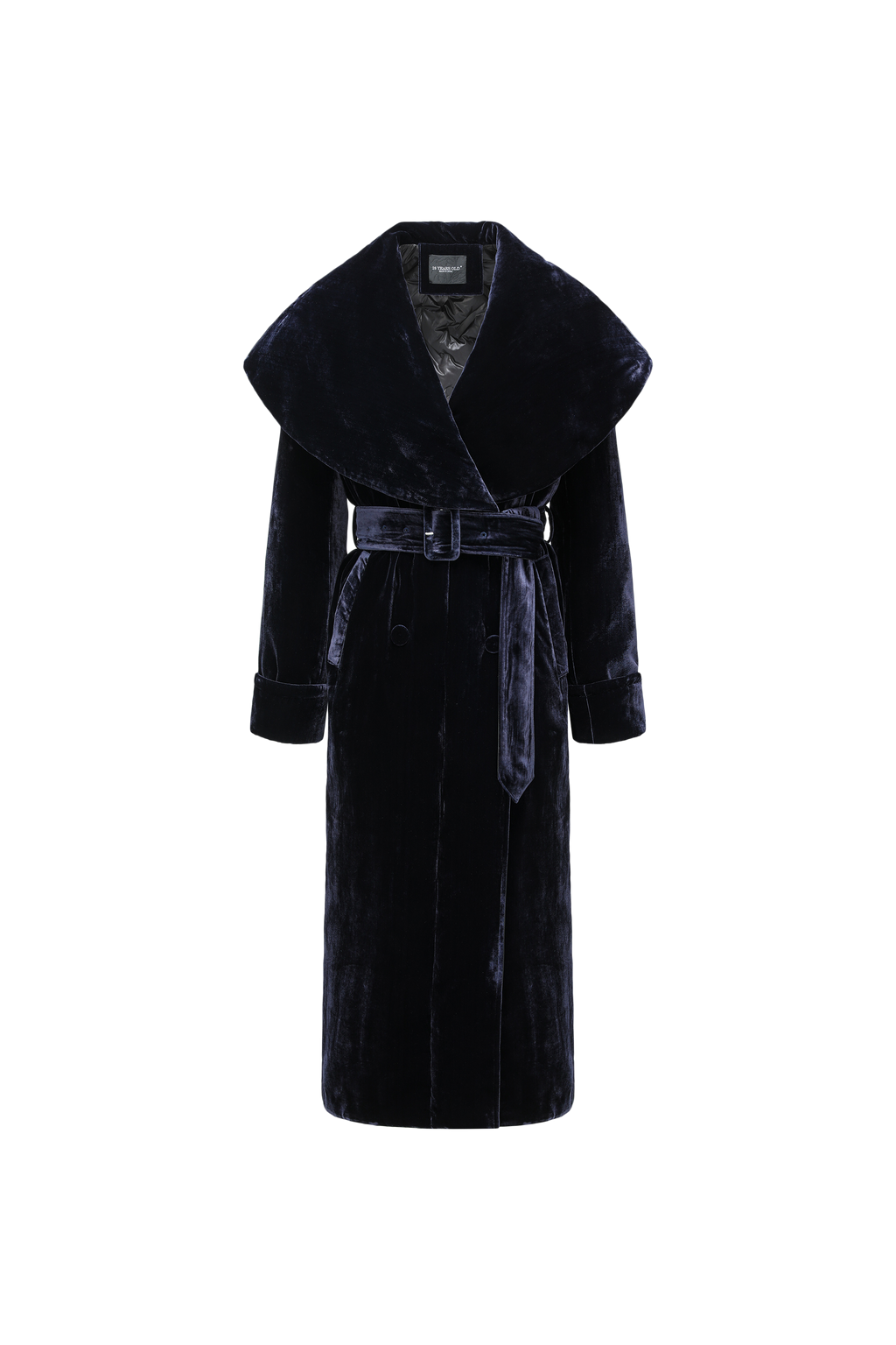 Luminous Pile Oversized Lapel Velvet Down Coat