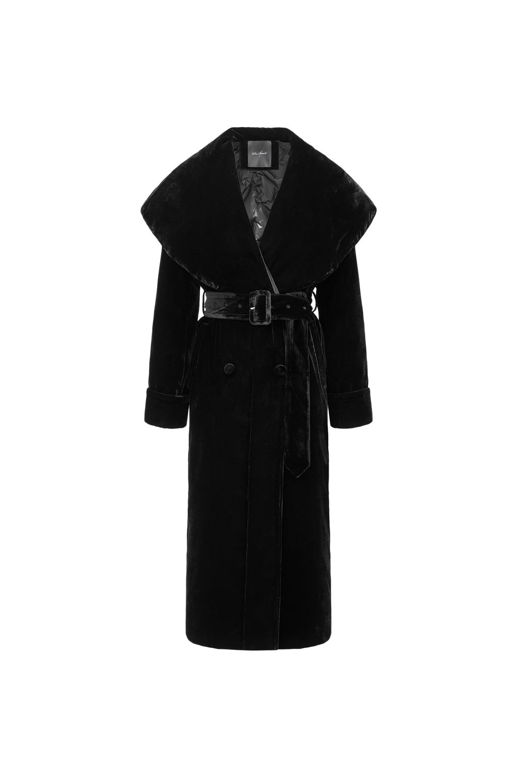 Luminous Pile Oversized Lapel Velvet Down Coat