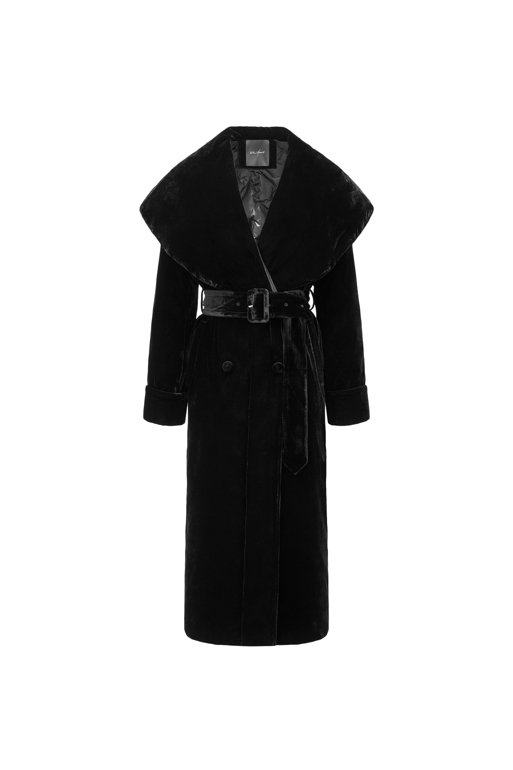 Luminous Pile Oversized Lapel Velvet Down Coat
