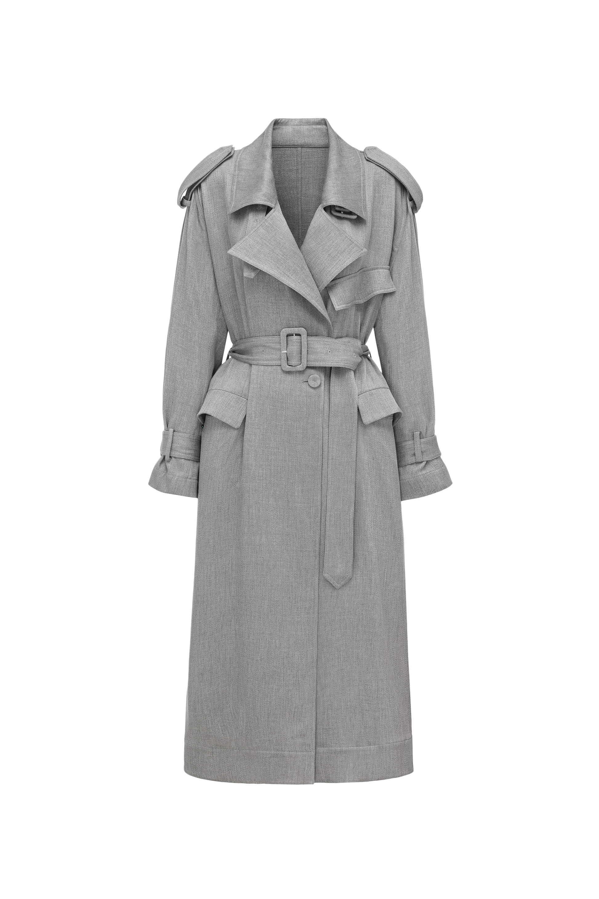 Dropped-Shoulder Oversized Trench Coat