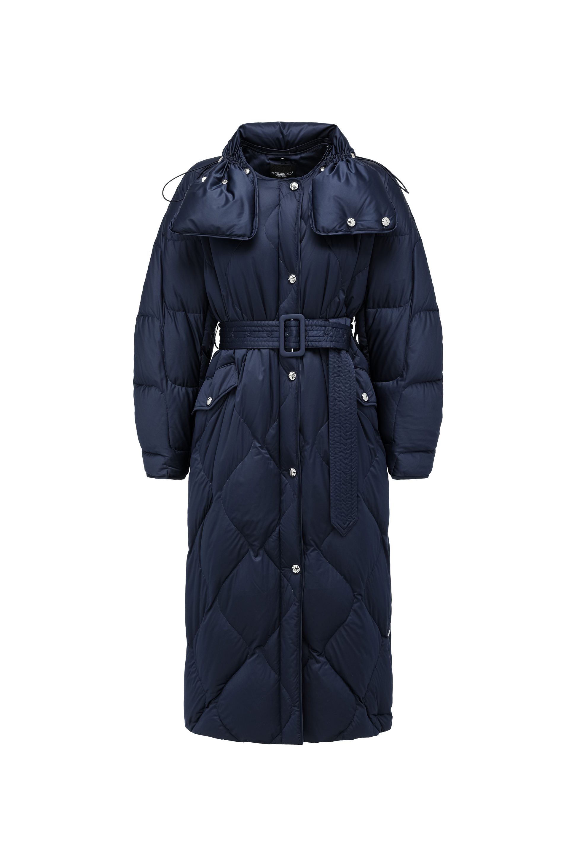 Voluminous Scimitar-Sleeve Long Down Coat