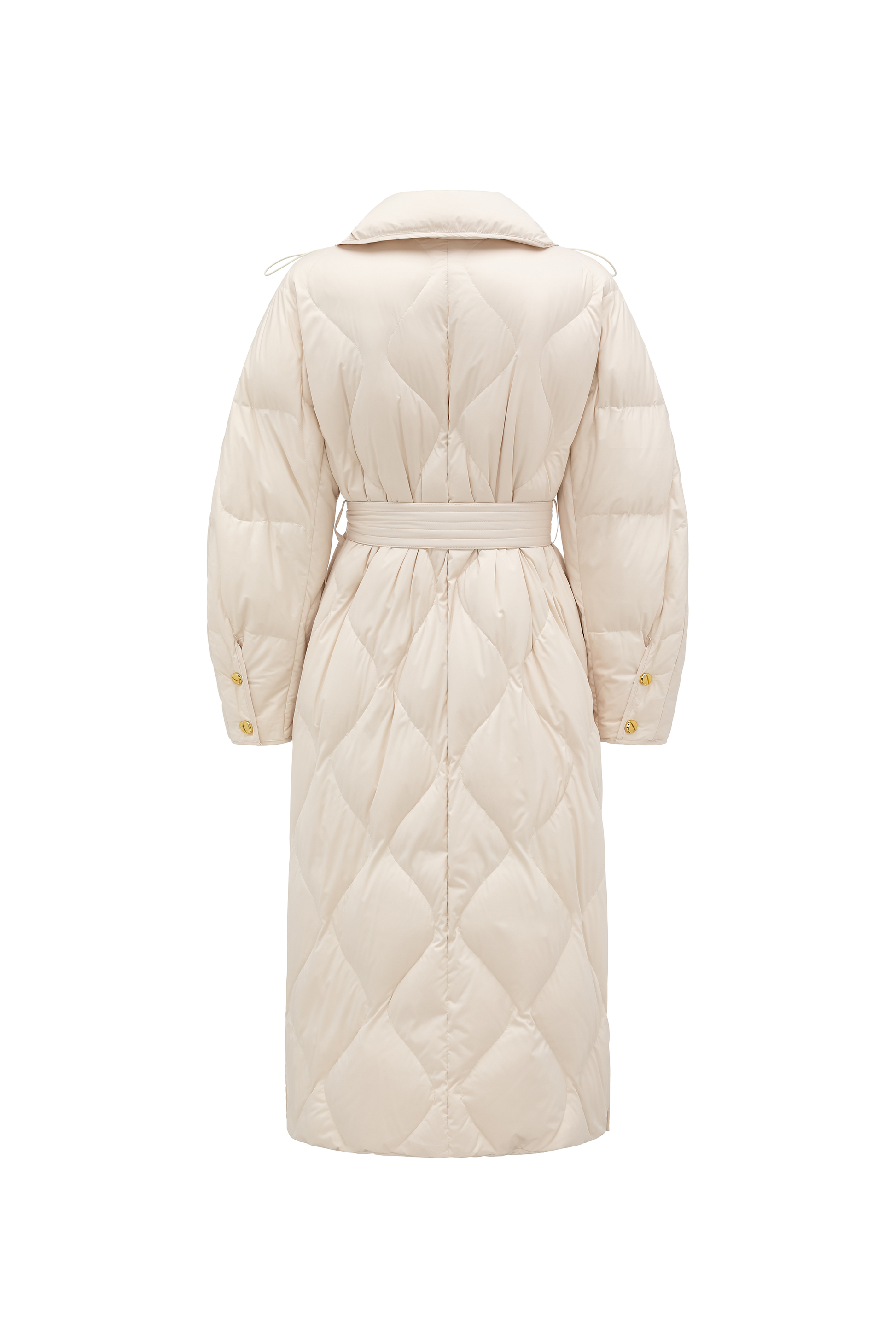 Voluminous Scimitar-Sleeve Long Down Coat