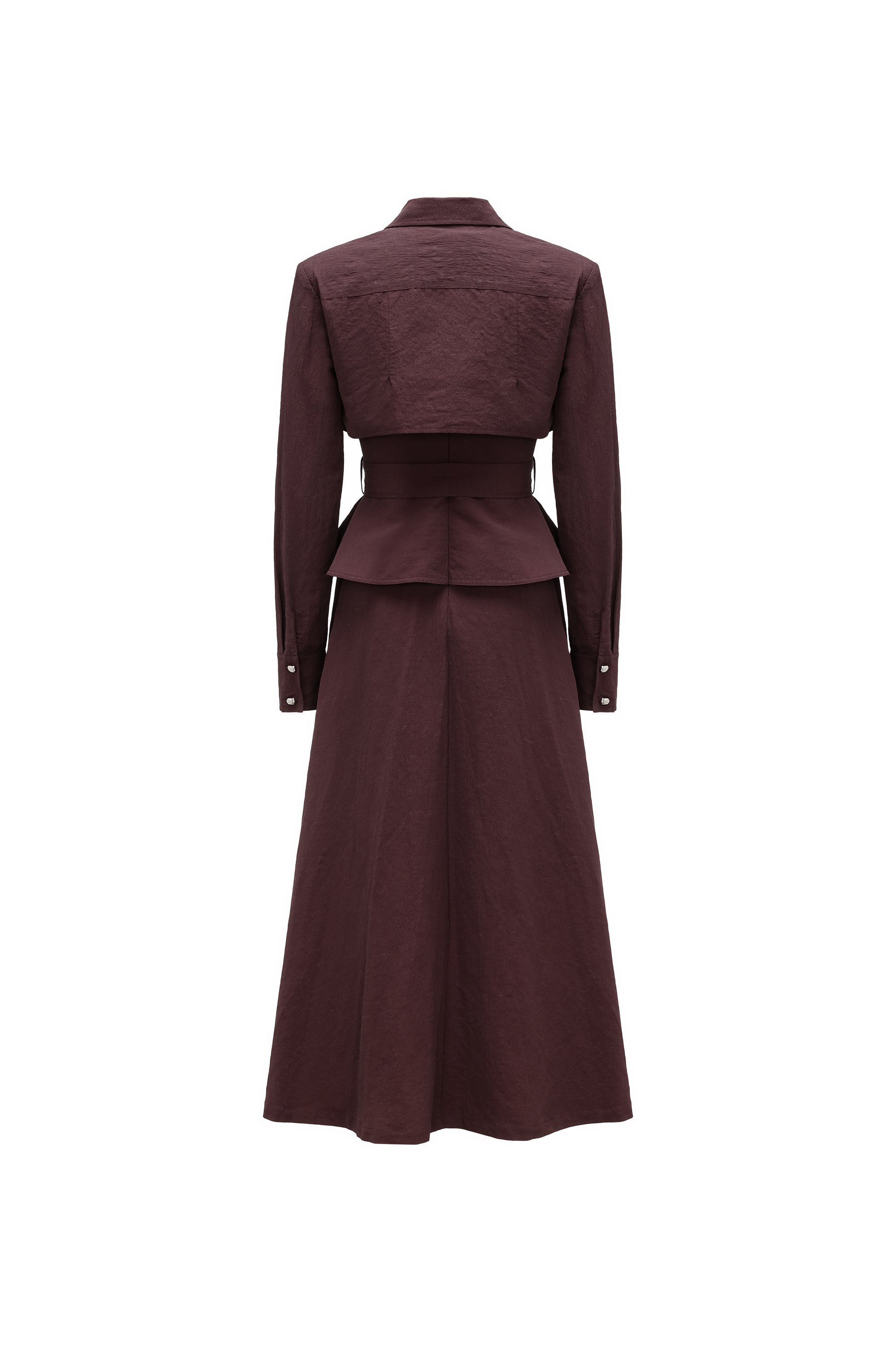 Two-Piece Trench Dress Set (Cropped Jacket + Sleeveless Round-Neck Dress)