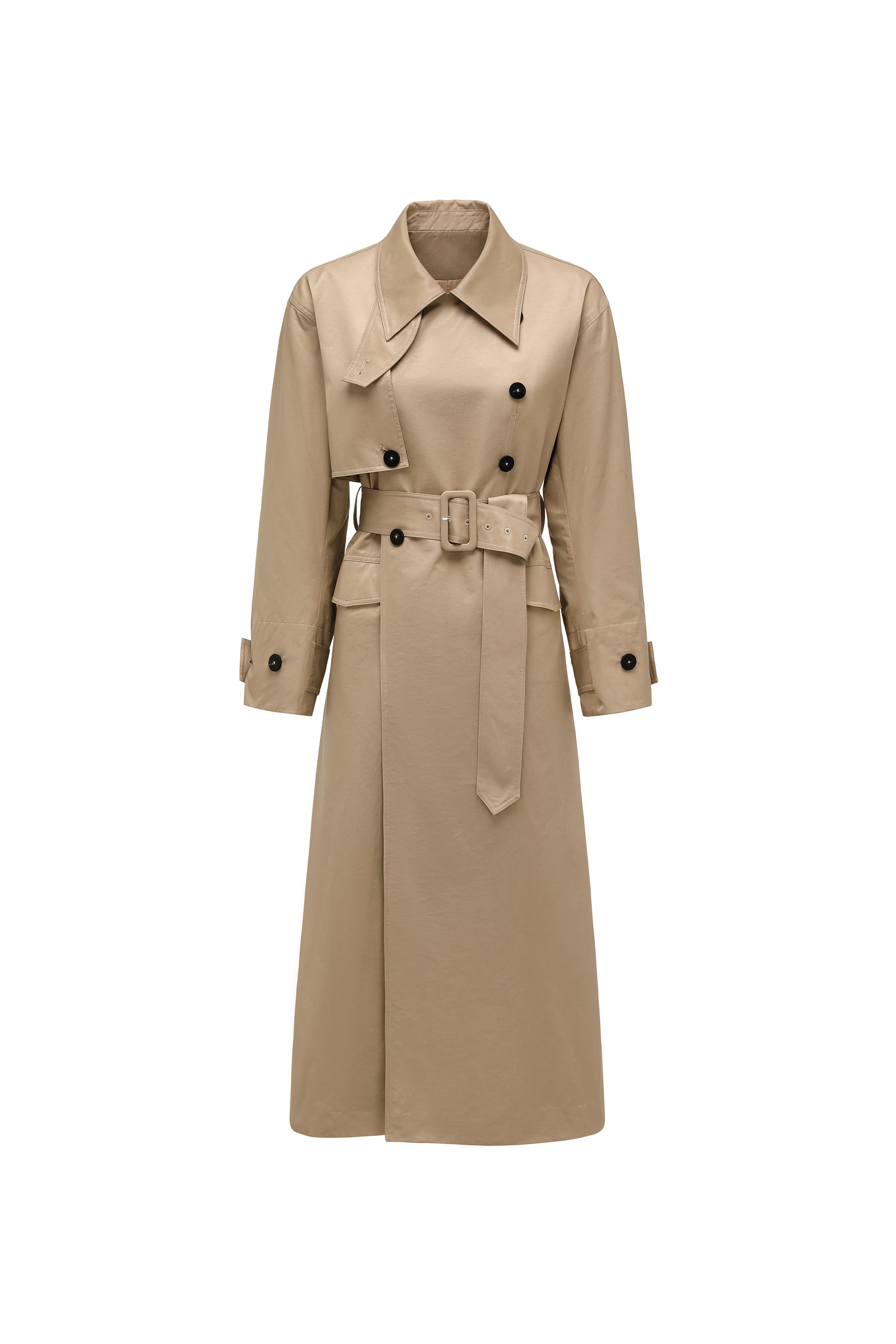 Dropped-Shoulder Trench Coat