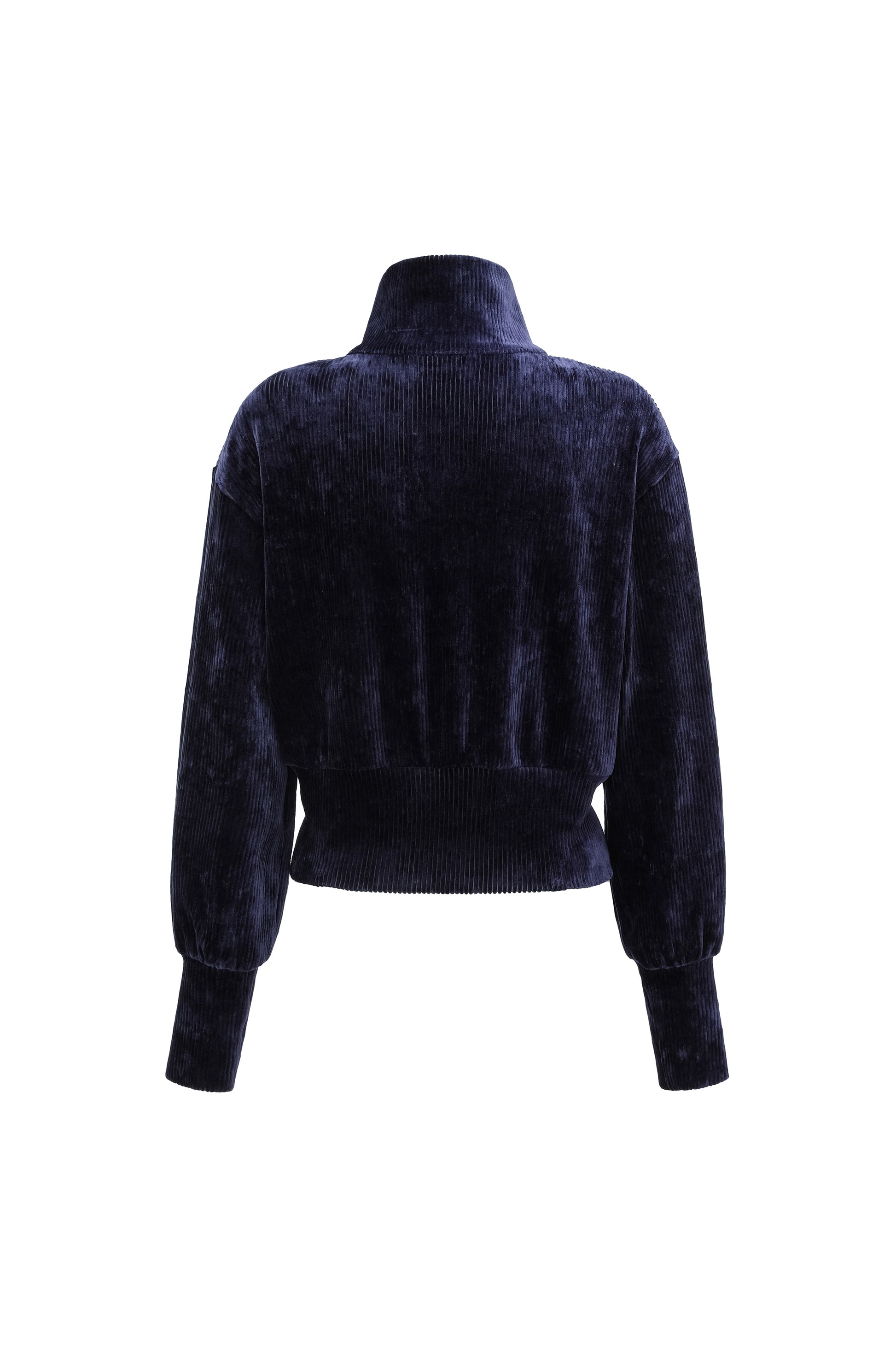 High-Neck Two-Way Zip Corduroy Track Jacket