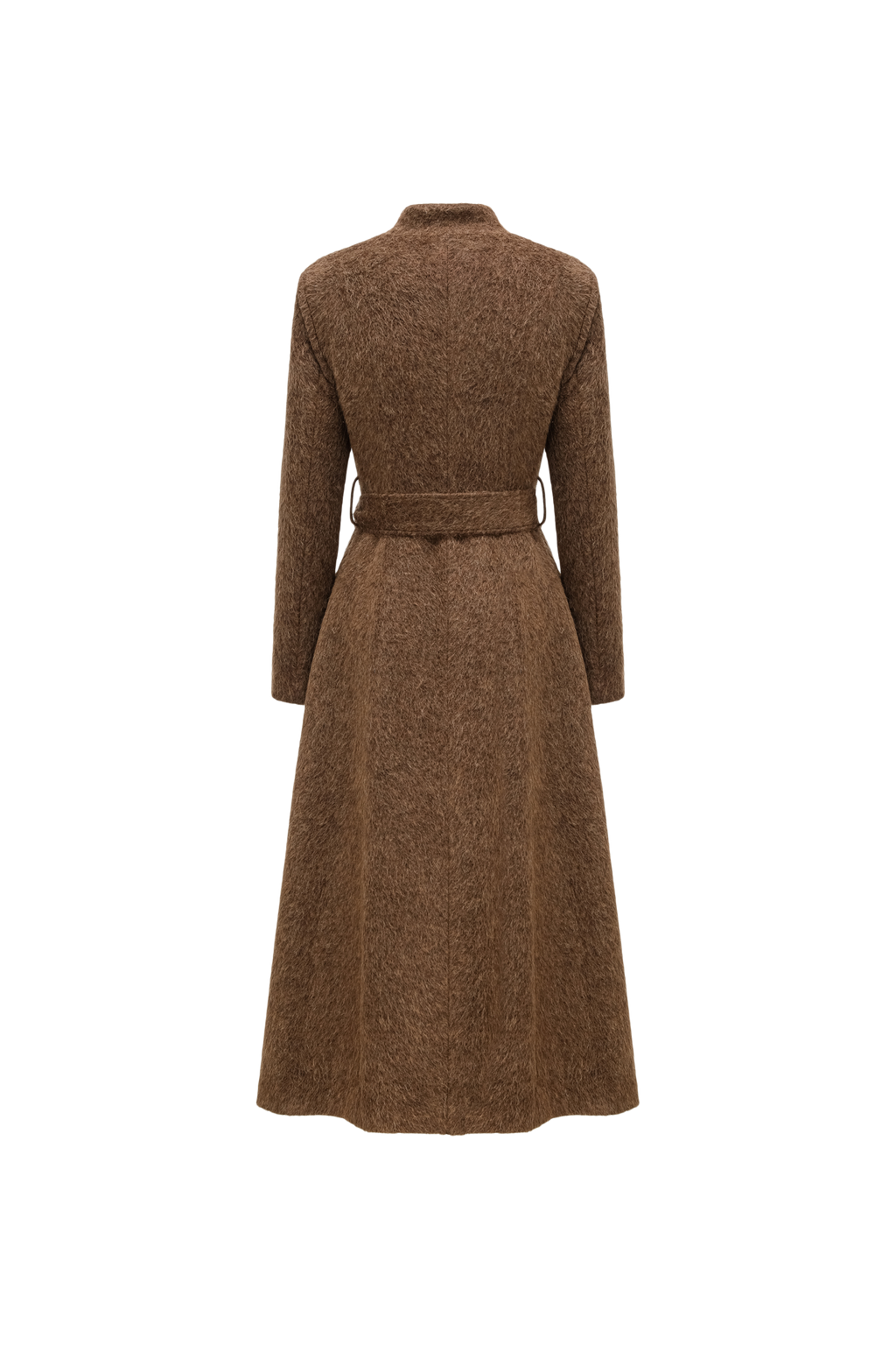 Stand Collar Tie-Waist X-Silhouette Long Coat