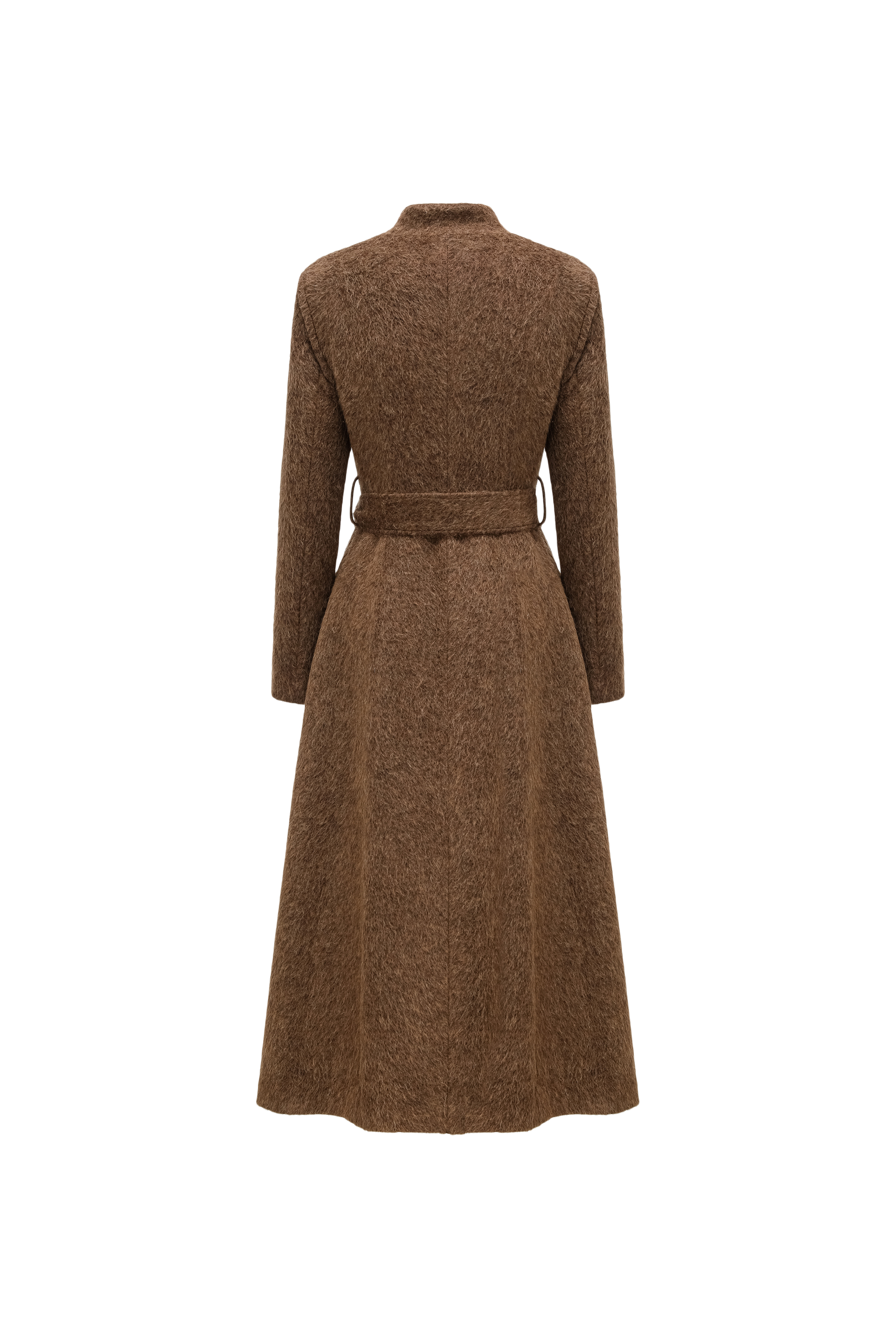 Stand Collar Tie-Waist X-Silhouette Long Coat