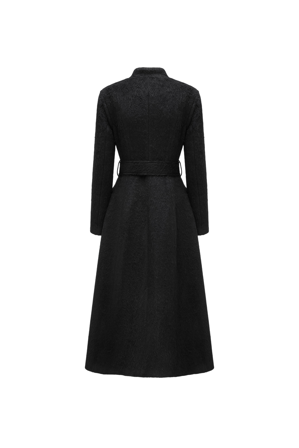 Stand Collar Tie-Waist X-Silhouette Long Coat