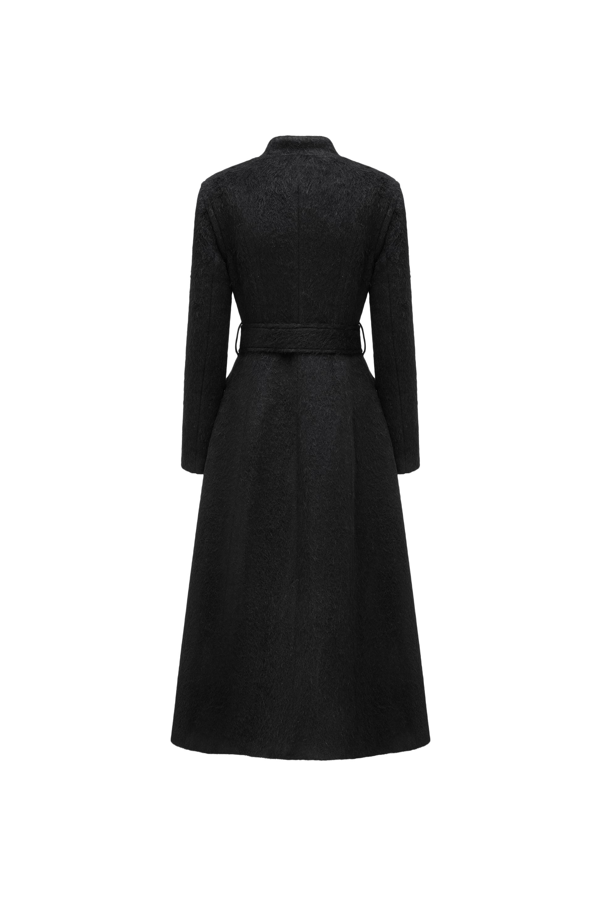 Stand Collar Tie-Waist X-Silhouette Long Coat