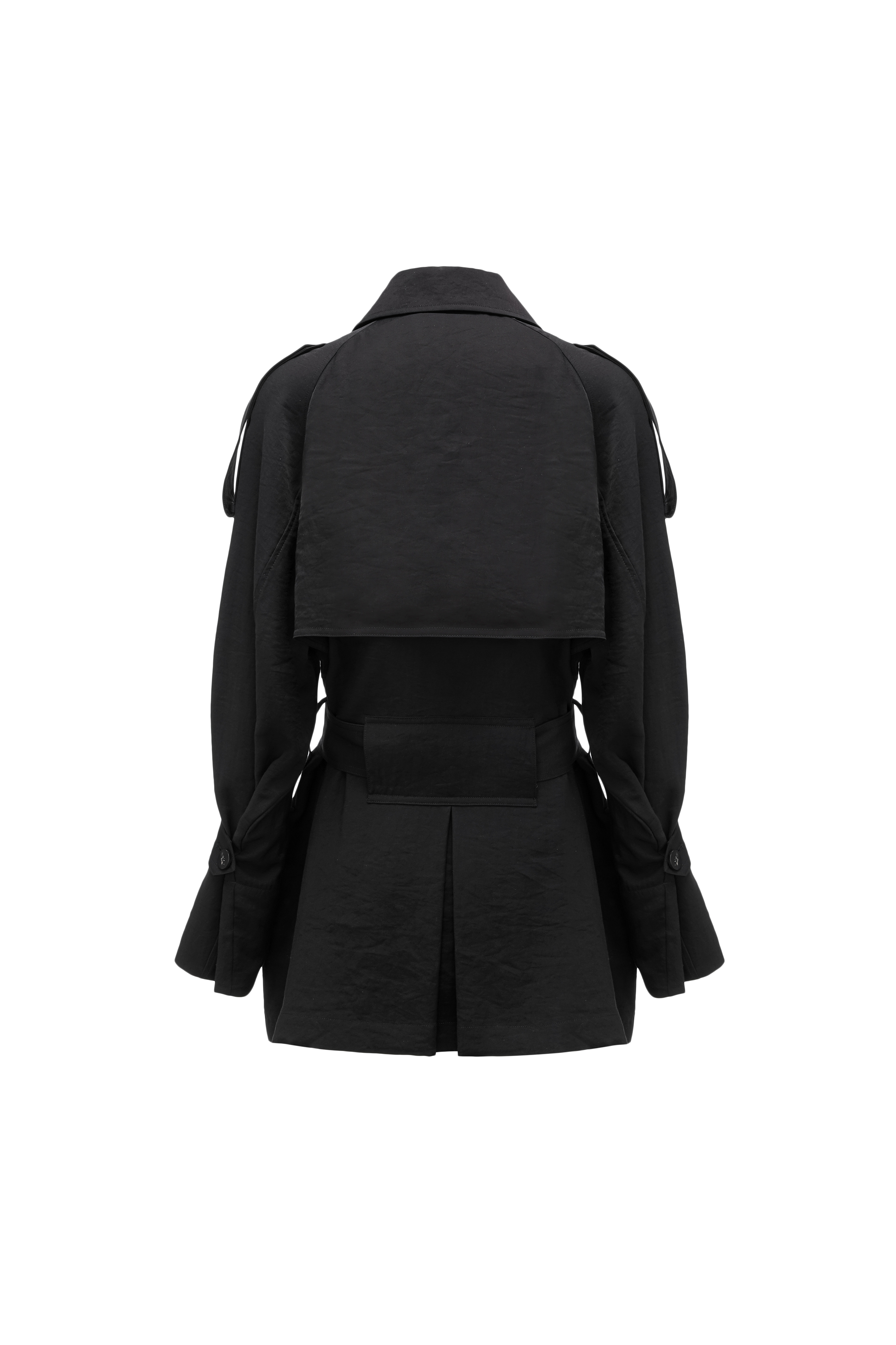 Textured Raglan-Sleeve Trench Coat with Organic Draping