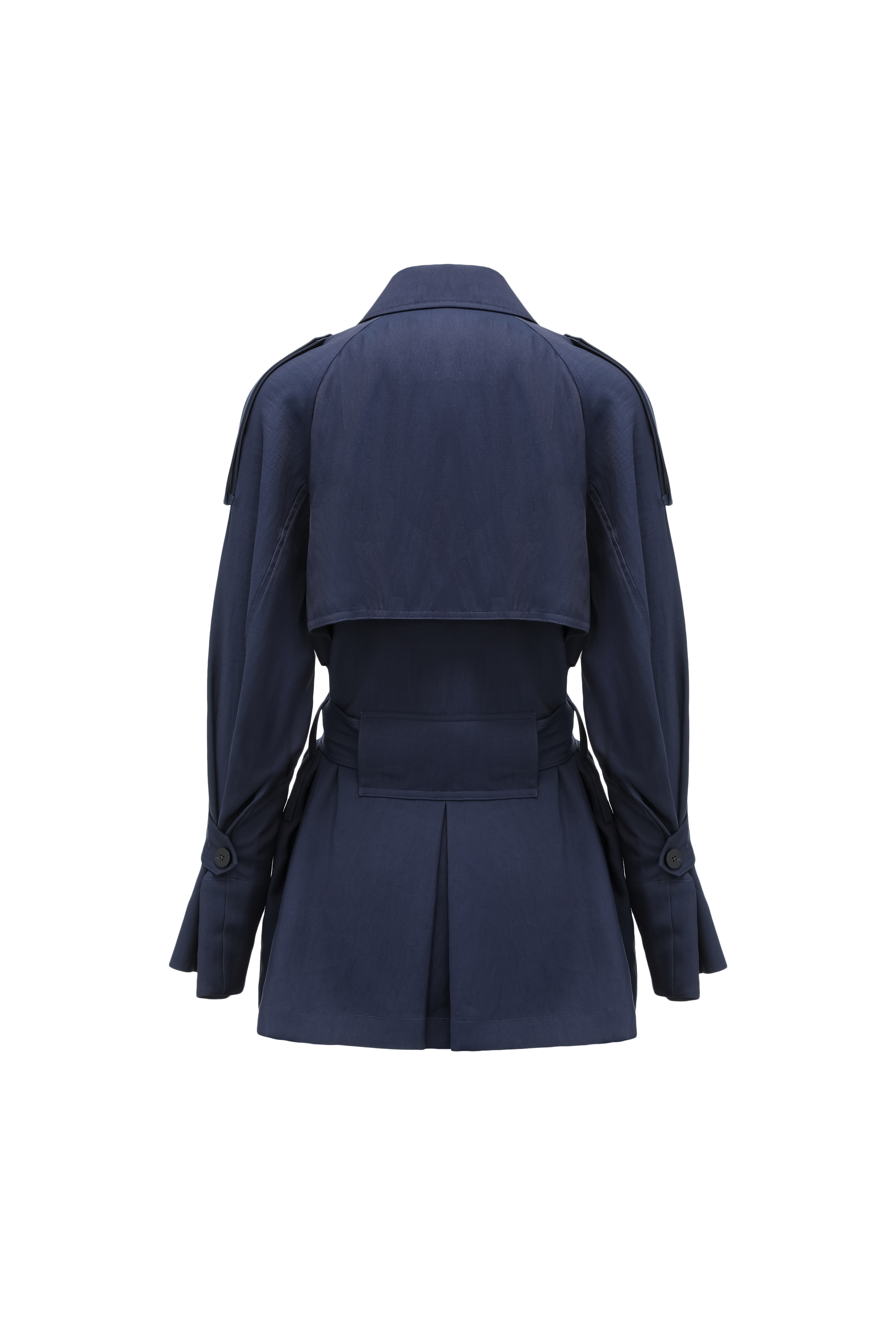 Textured Raglan-Sleeve Trench Coat with Organic Draping