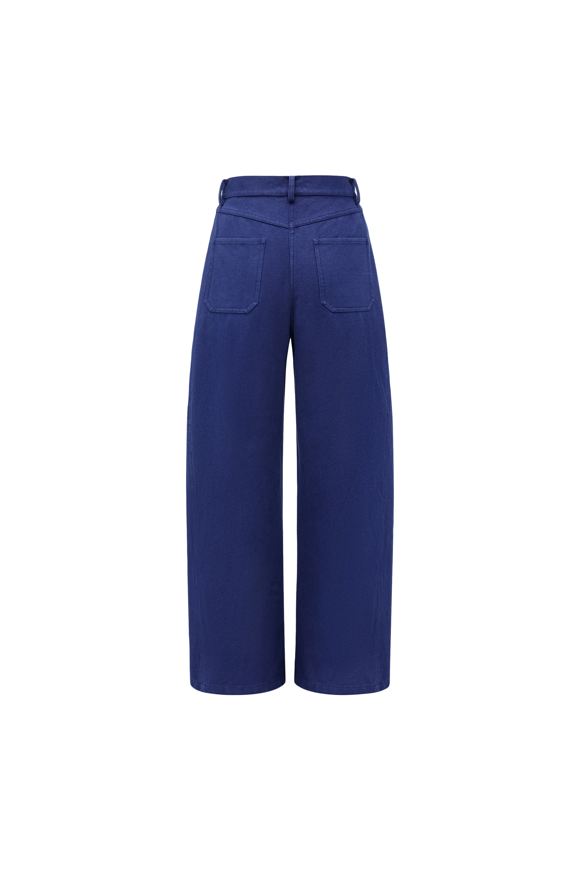 High-Rise Curved Hem Denim Pants