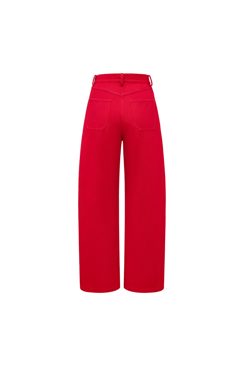 High-Rise Curved Hem Denim Pants