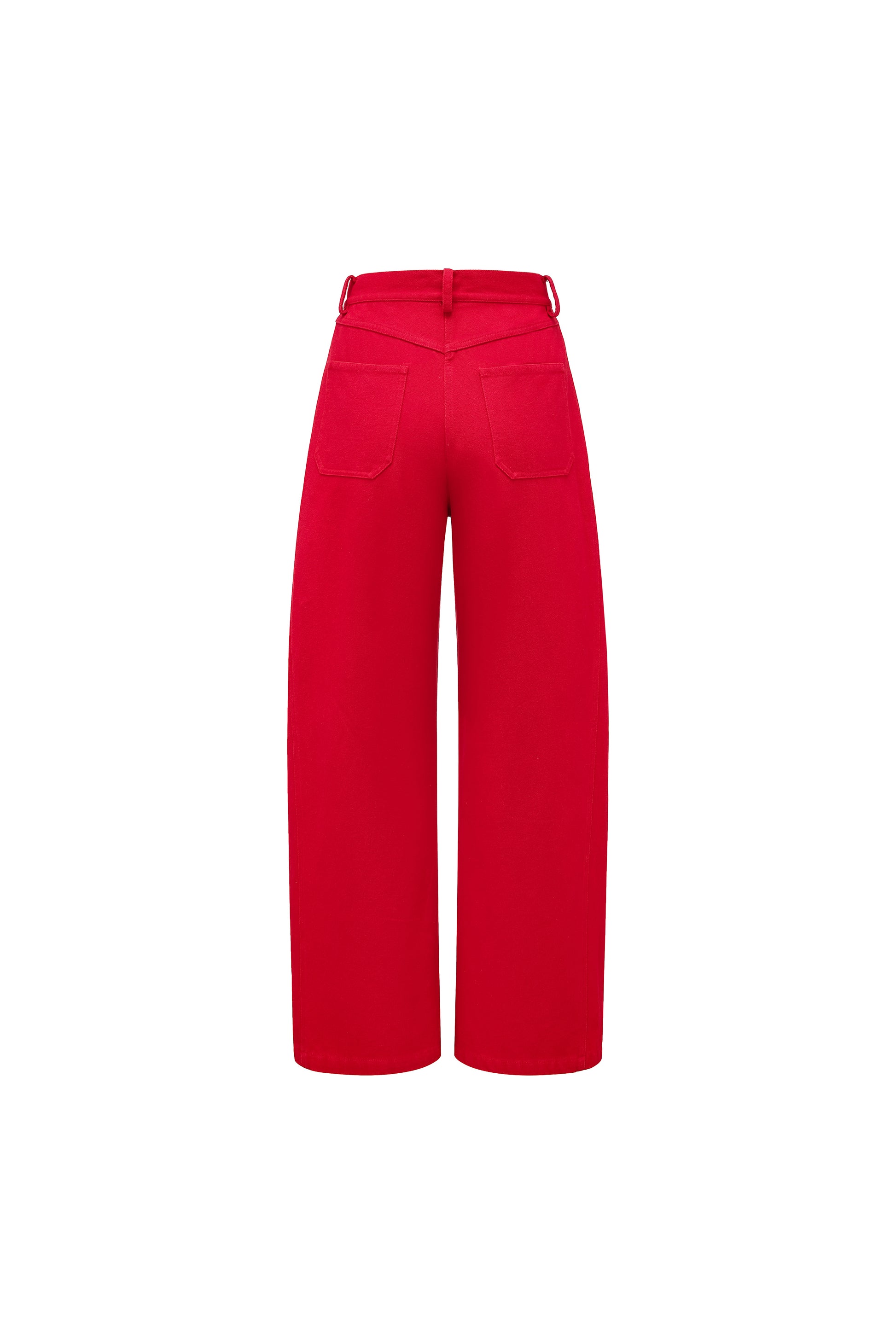 High-Rise Curved Hem Denim Pants