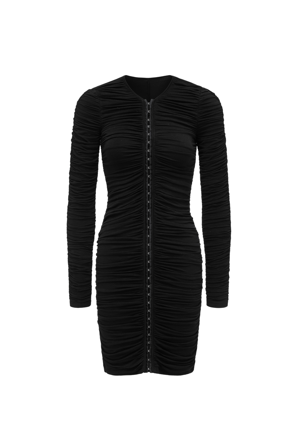 Full-Smocked V-Neck Dress with Hidden Hook Closure