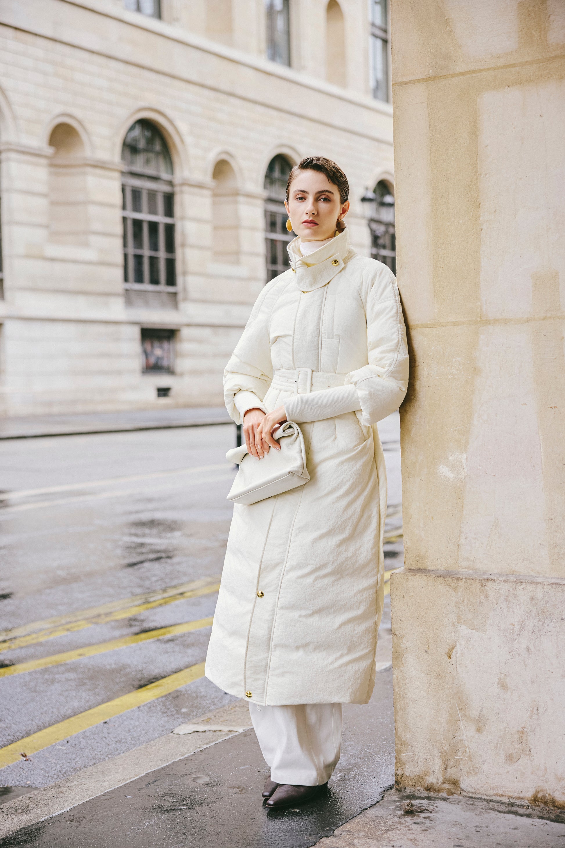 Raglan Sleeve White Goose Down Coat