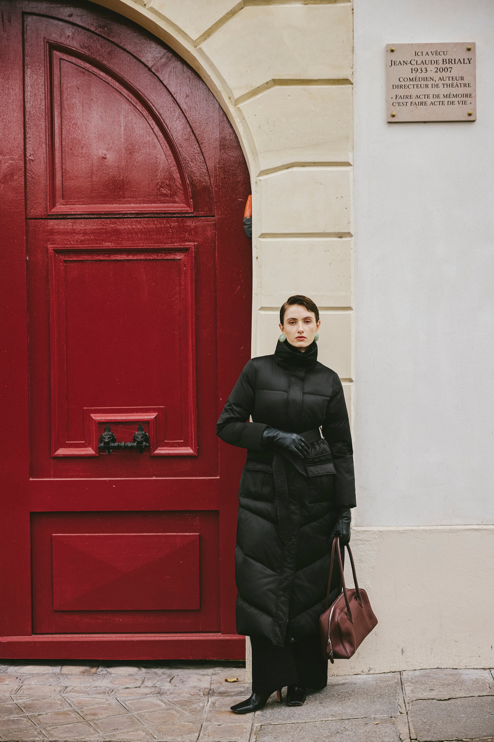 Stand-Collar Tied Long Down Coat