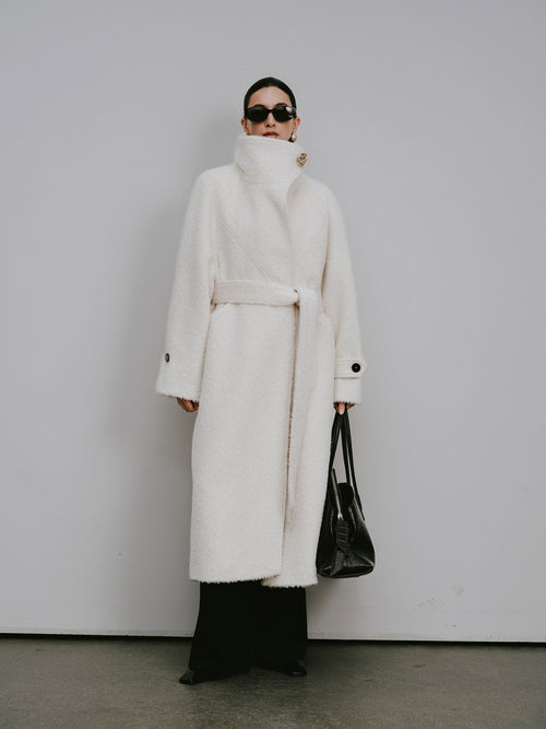 Alpaca-Wool Blend Long Overcoat