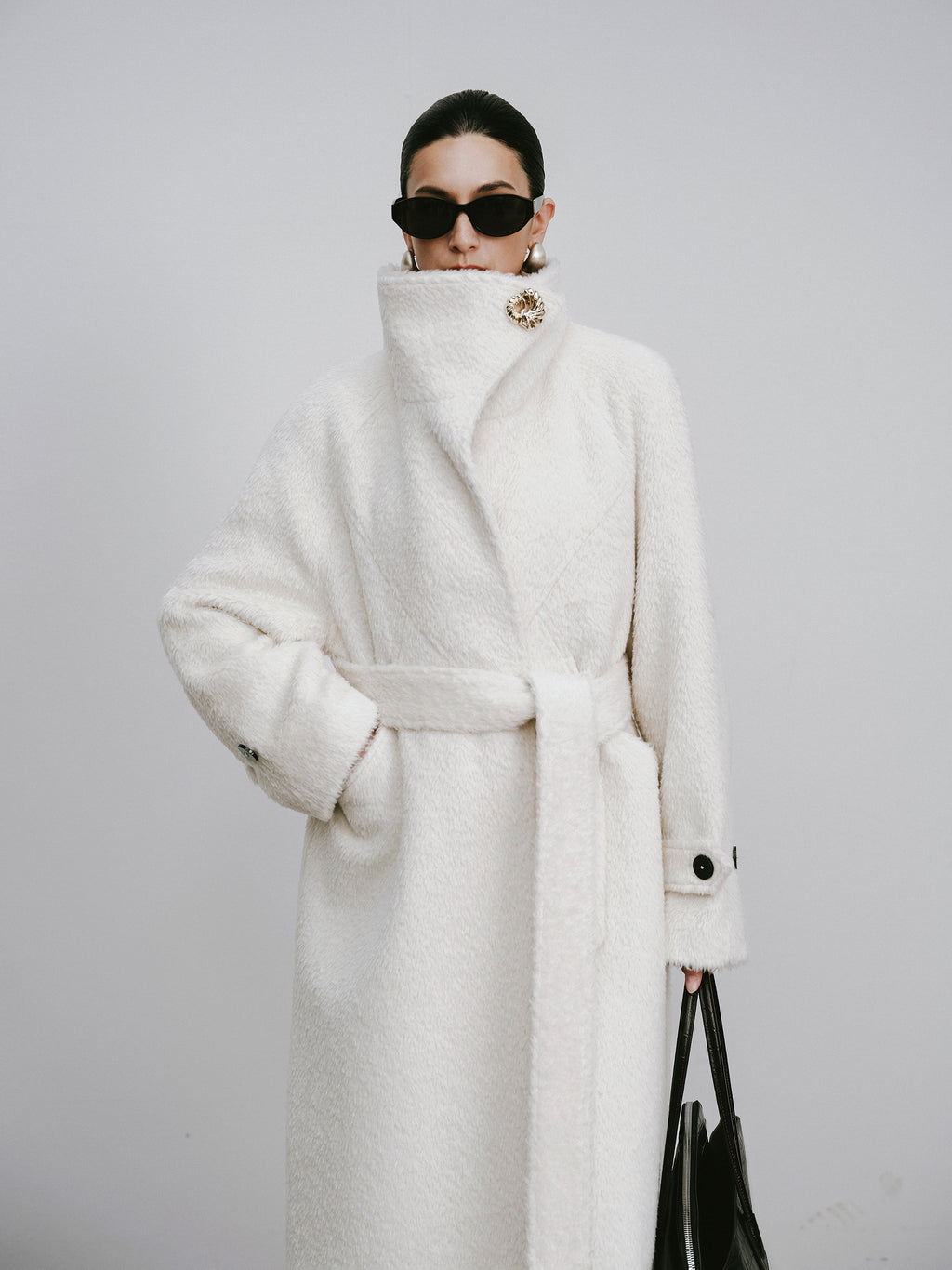 Alpaca-Wool Blend Long Overcoat