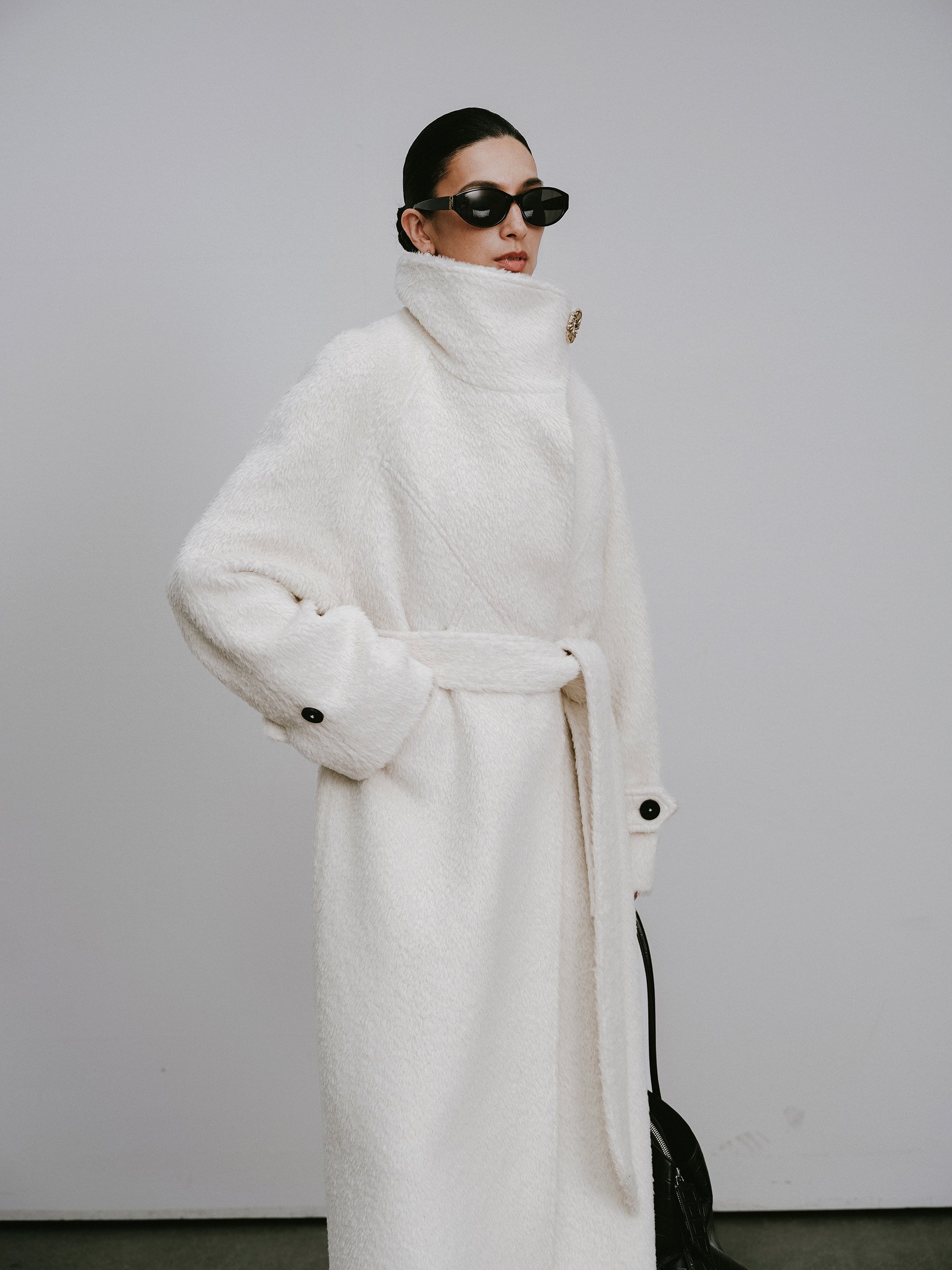 Alpaca-Wool Blend Long Overcoat