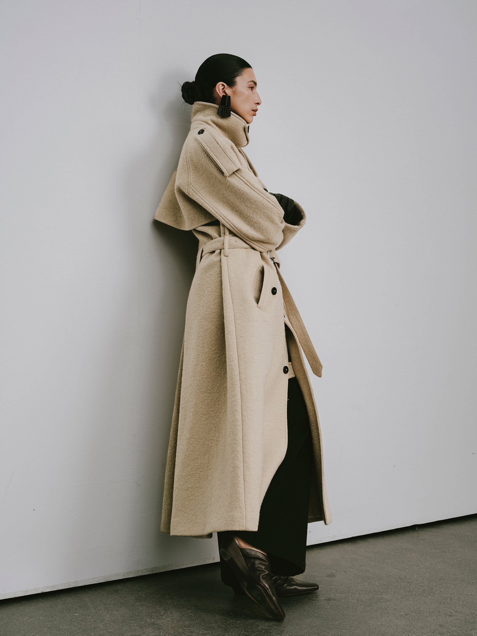 Dropped Shoulder Long Coat