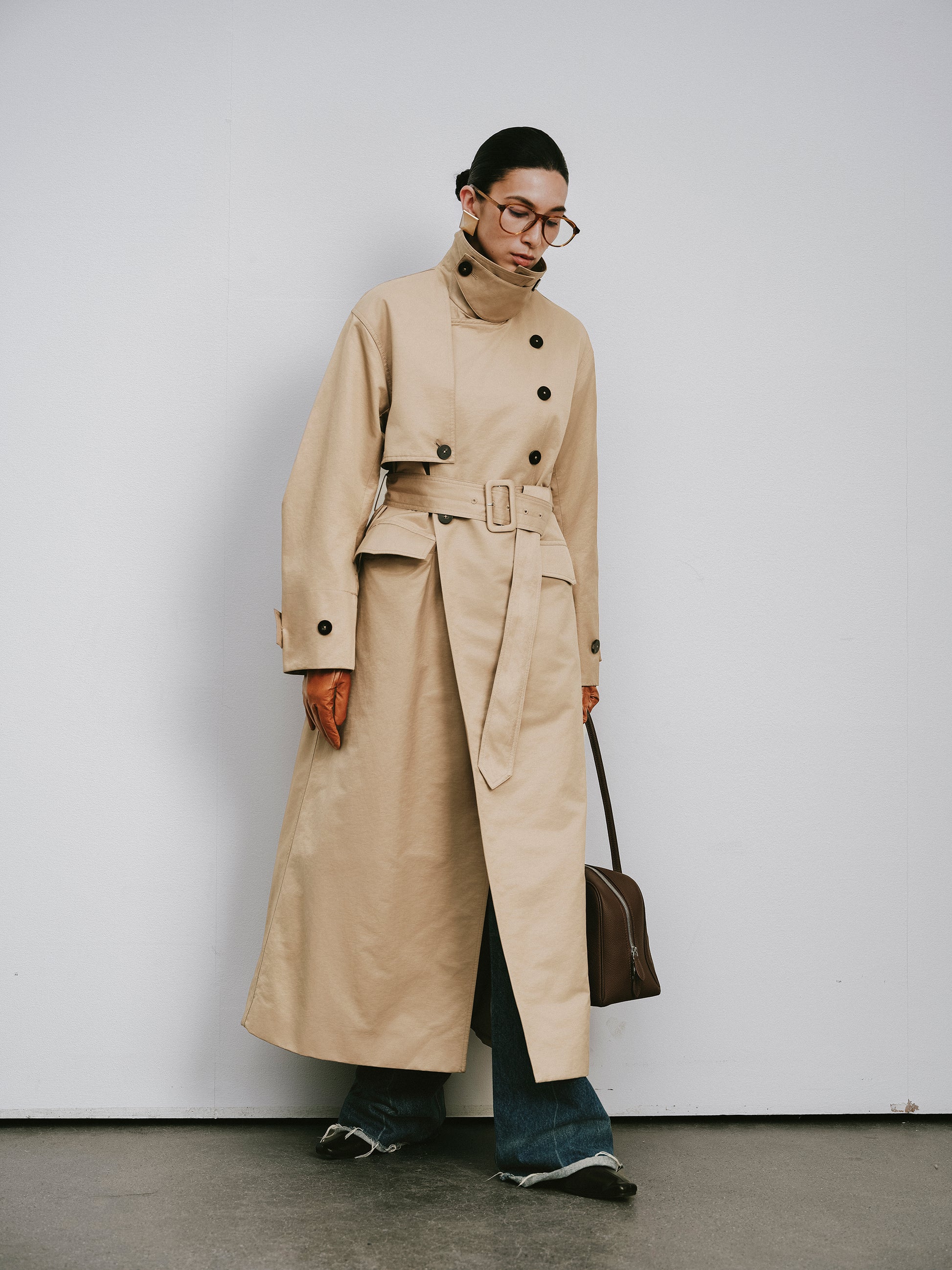 Dropped-Shoulder Trench Coat