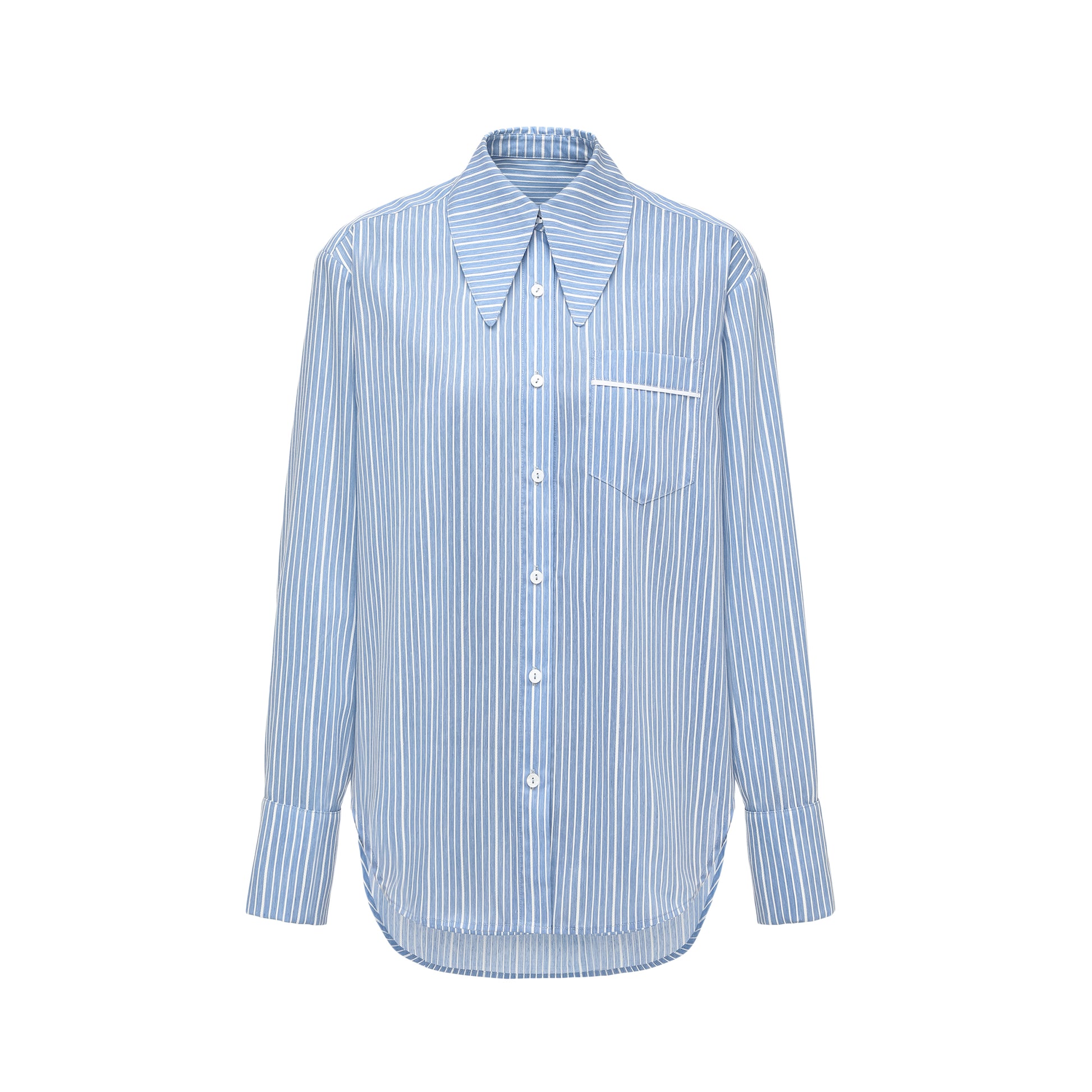 Sky Blue & White Striped Shirt