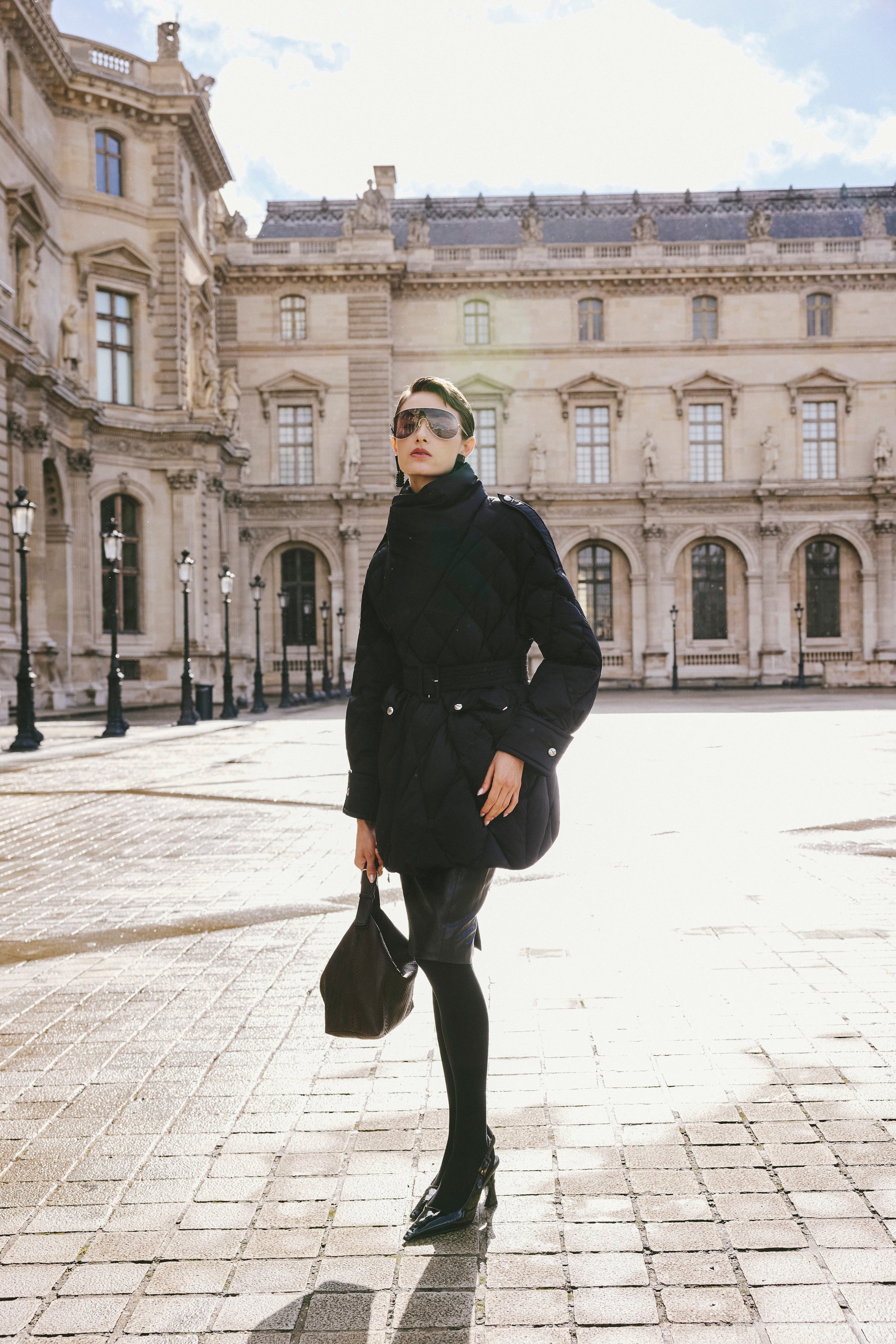 Deconstructed Asymmetric Zip Puffer with Dropped Shoulder and Lantern Sleeves