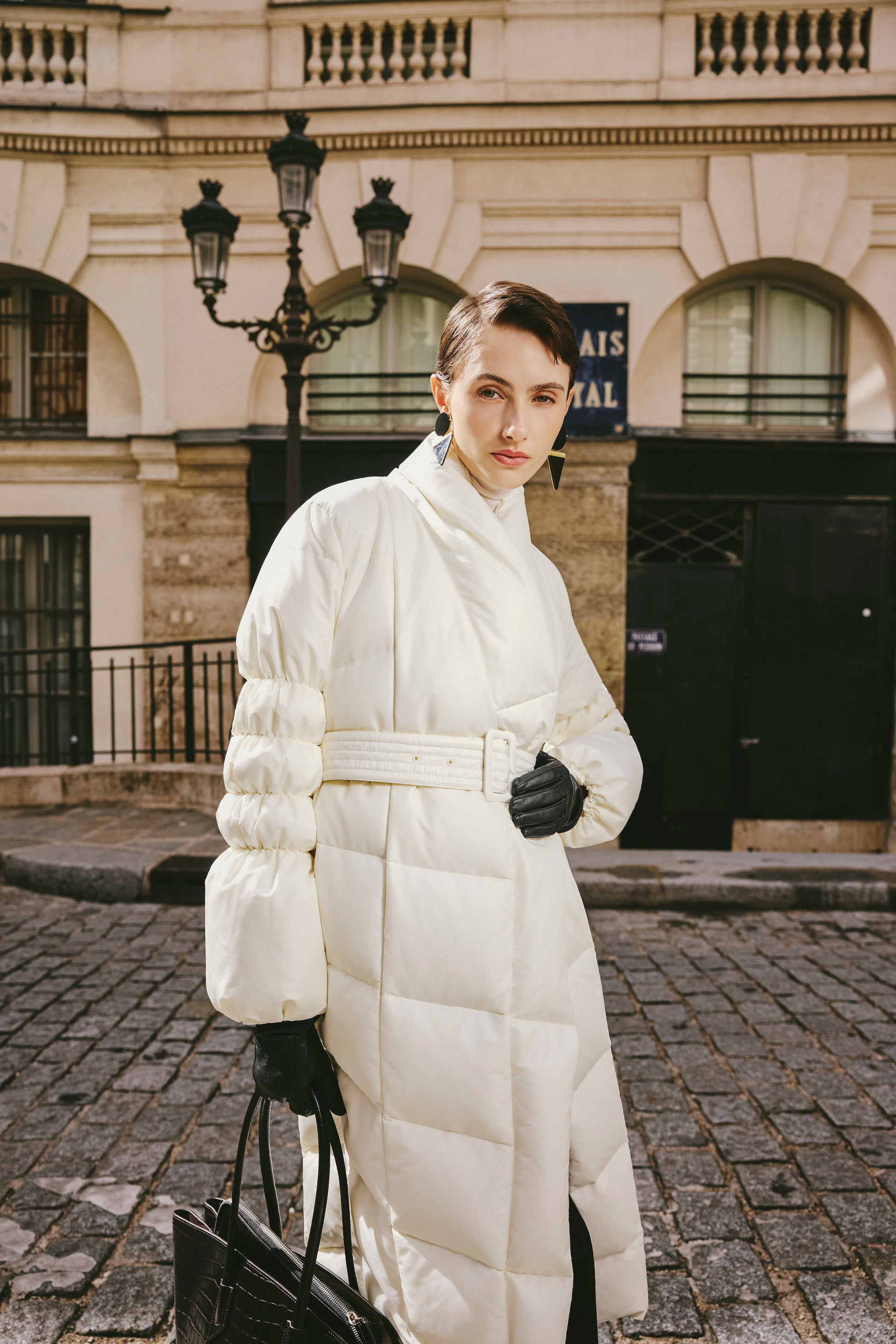 Wrap V-Neck White Goose Down Coat