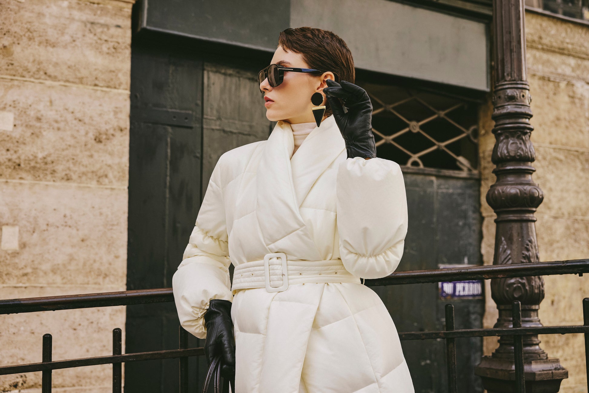 Wrap V-Neck White Goose Down Coat