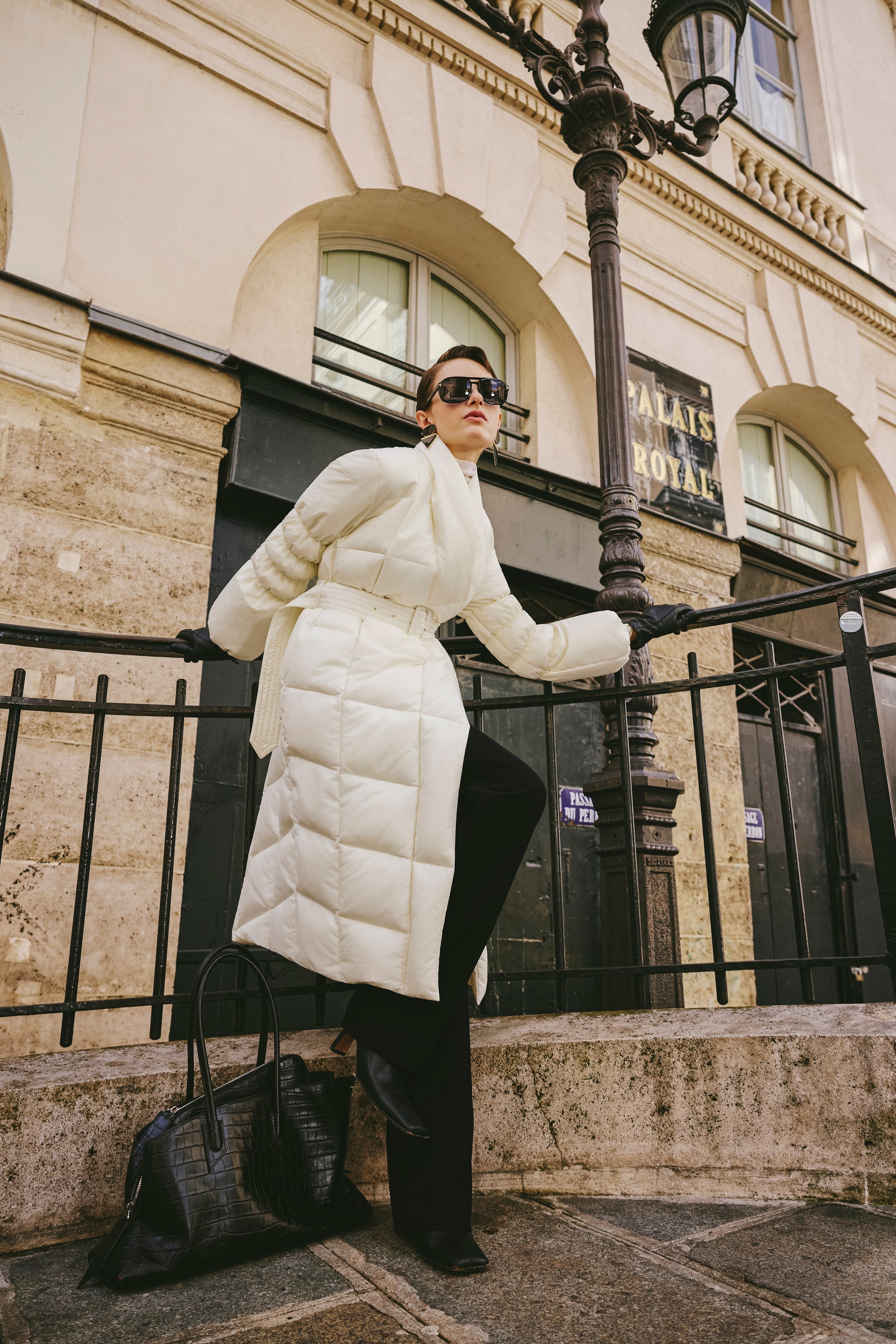 Wrap V-Neck White Goose Down Coat